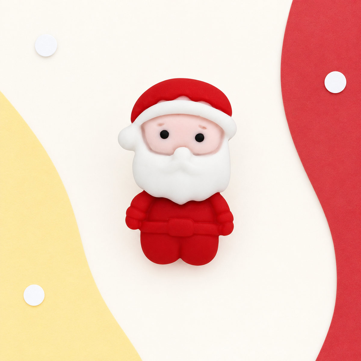 Santa Claus dog collar charm with red Christmas hat, white beard and red suit for festive holiday styling