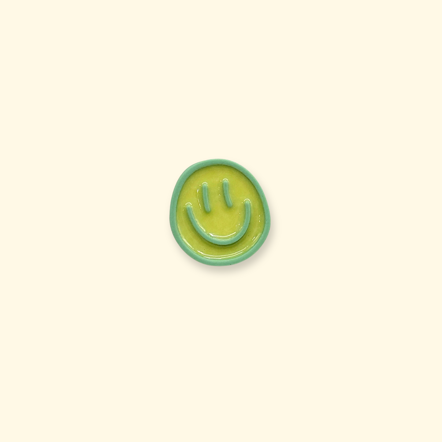 Lime smiley snap-on dog collar charm designed for PETIRIA pet collar system. Cute dog accessory for styling and customization.