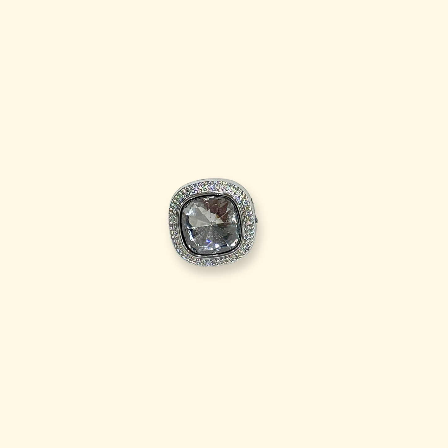 Square cut crystal gemstone charm for modular interchangeable pet collar system