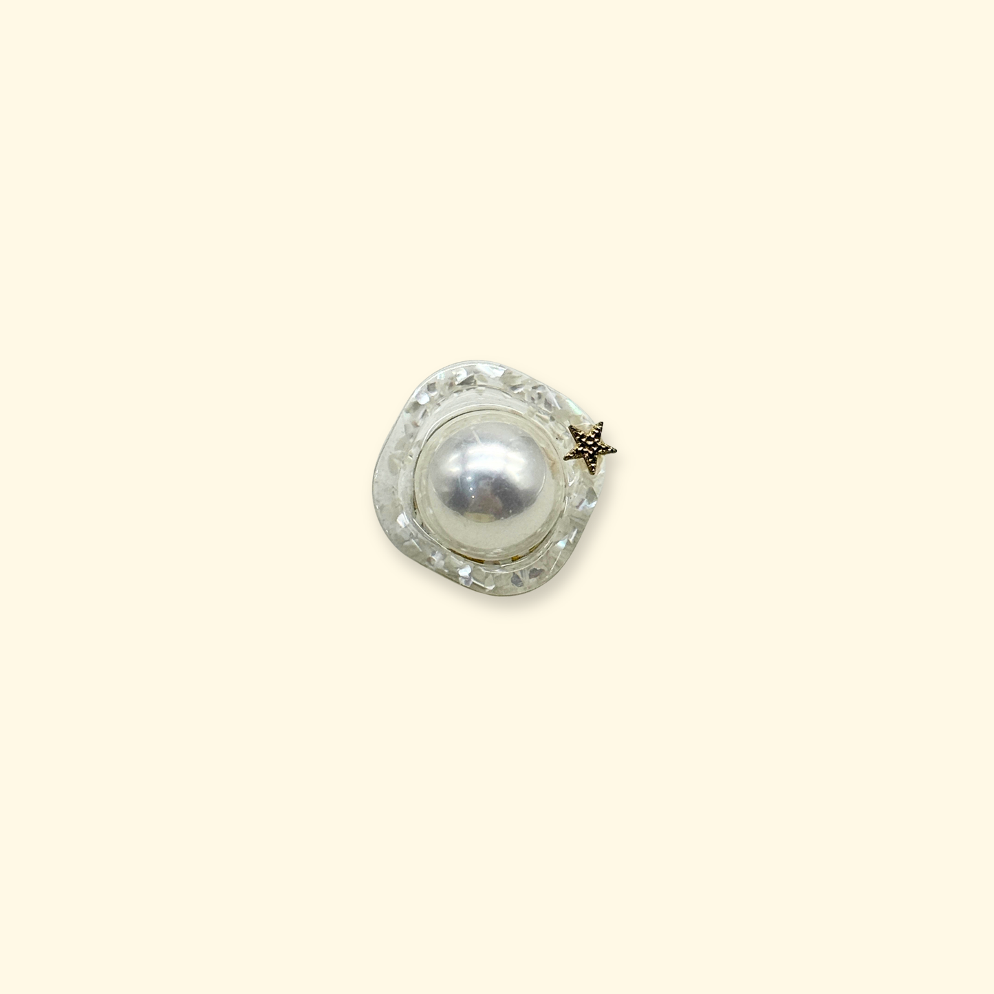 Pearl dog collar charm with transparent base and star accent design, premium snap-on pet accessory for dog collar styling