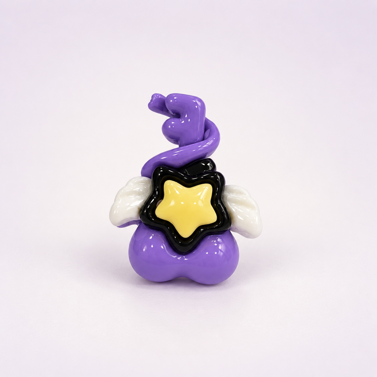 Purple witch-inspired dog collar charm with a yellow star and curled witch hat for Halloween