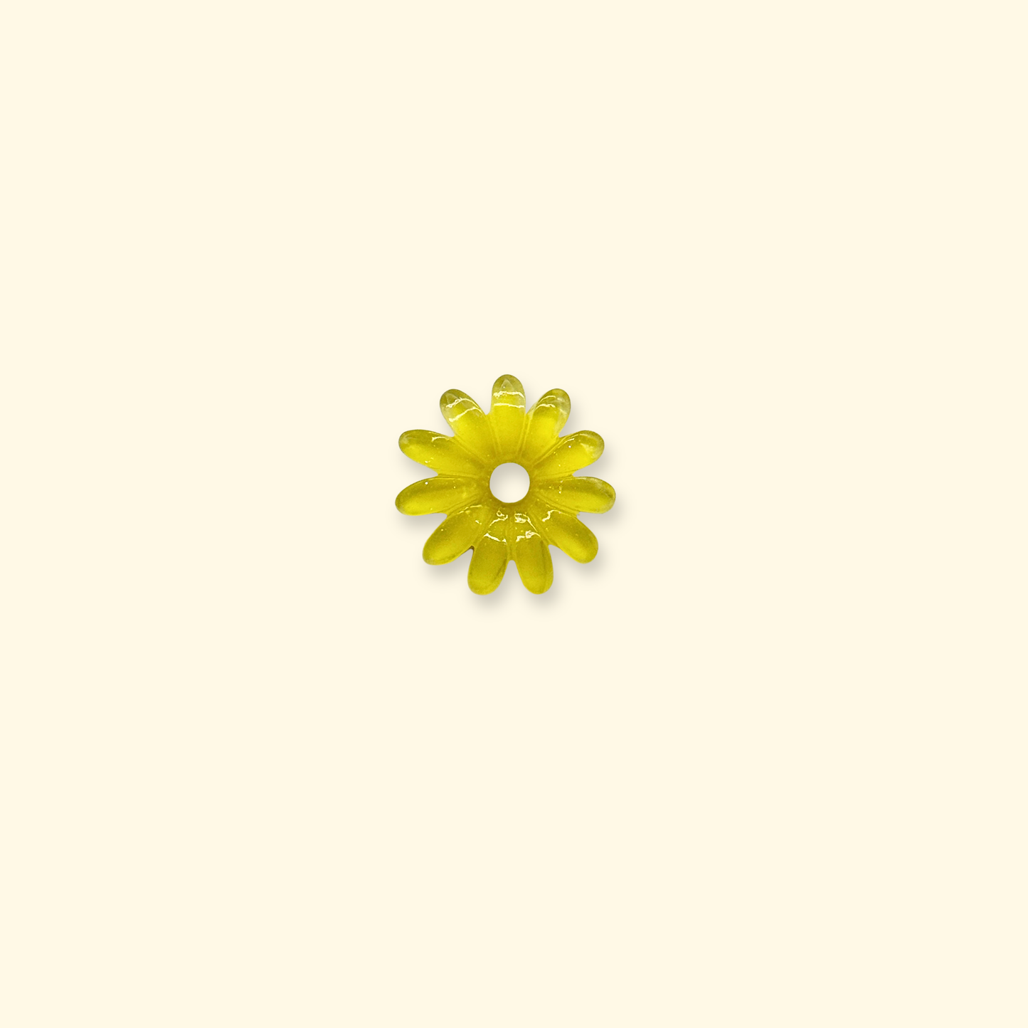 Yellow daisy flower snap-on charm designed for interchangeable dog collars and pet styling