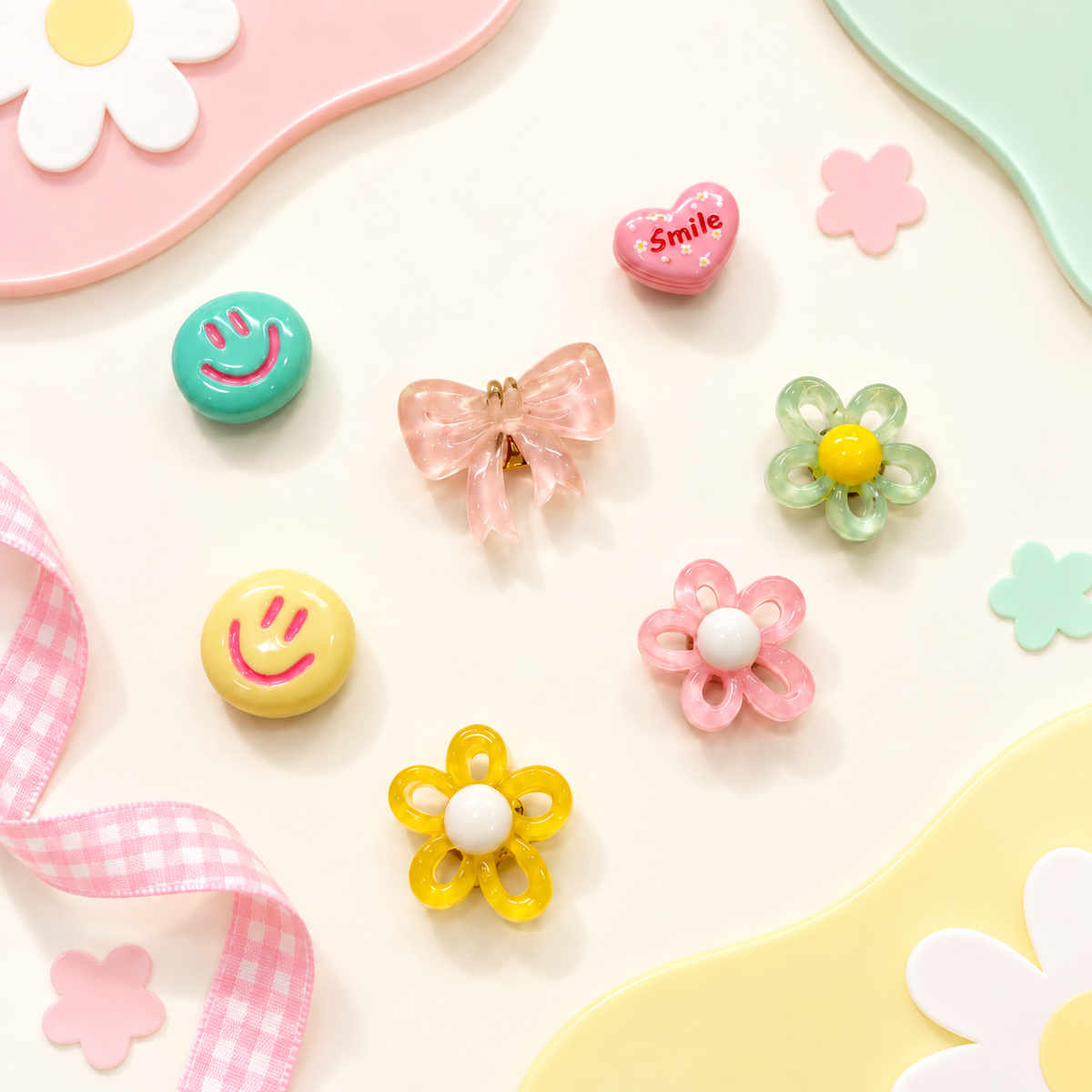 Pastel Smiley Dog Collar Charms