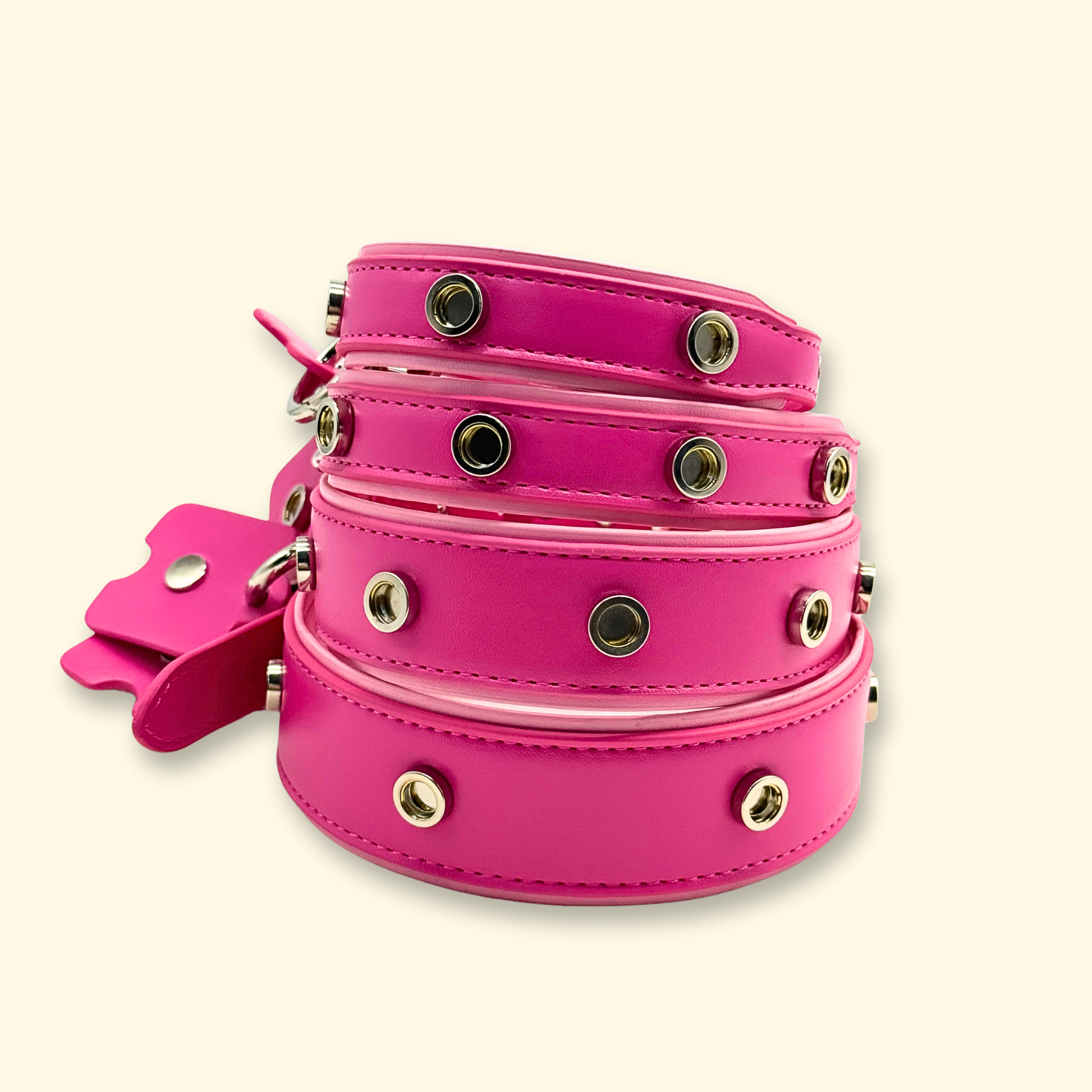 adjustable pink dog collar designed for interchangeable snap-on pet charms