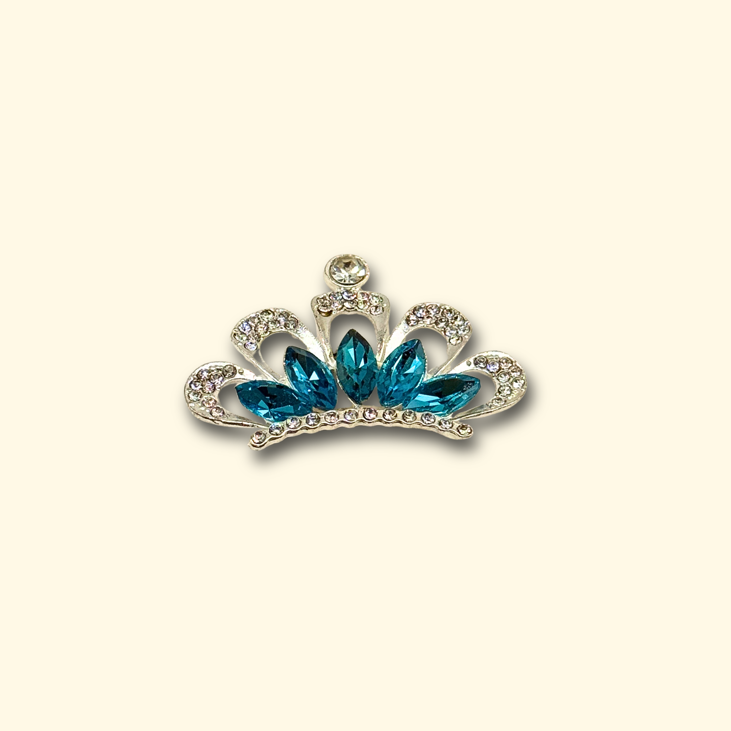 Aqua Crown Pet Charm - Bright blue diamond crown charm for pets