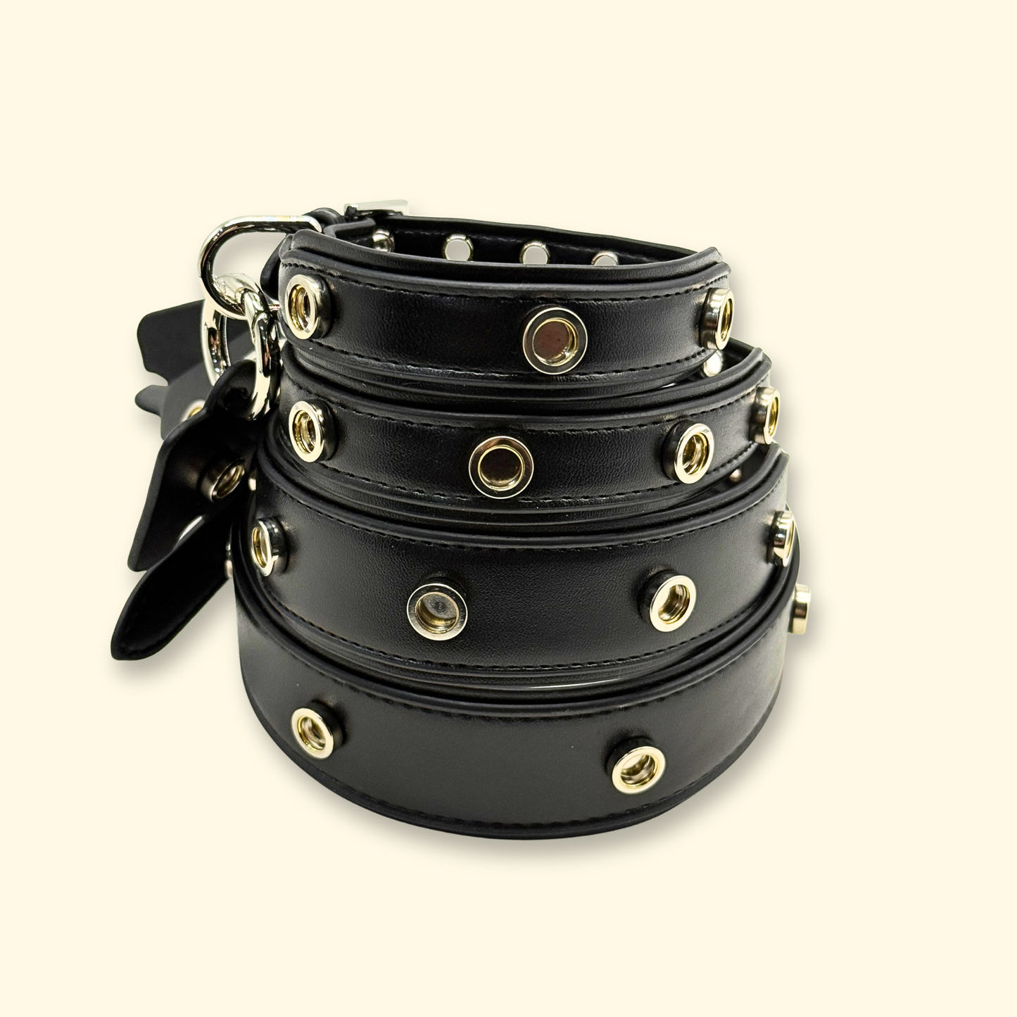 Minimalist black interchangeable dog collar for customizable pet charms