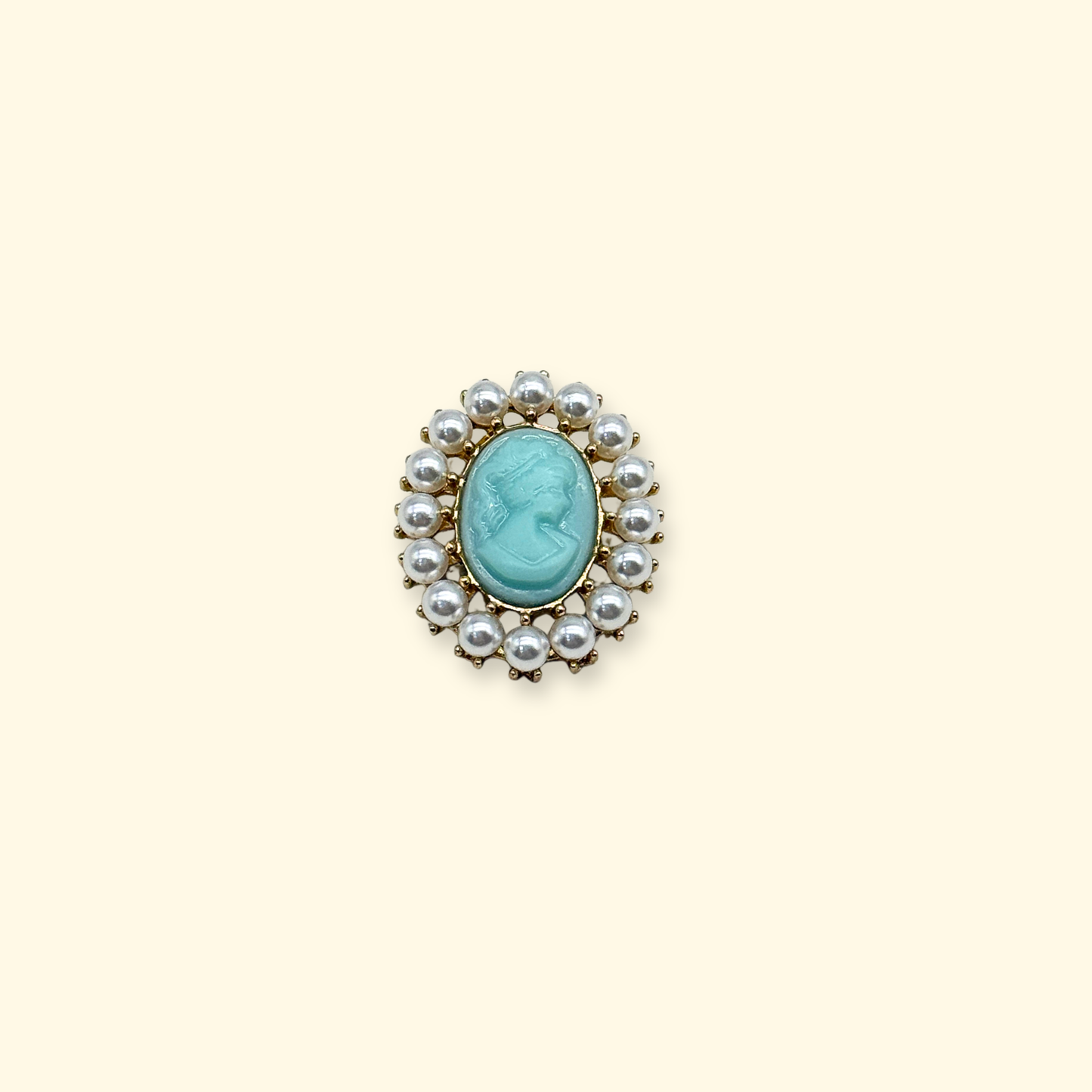 Blue cameo dog collar charm featuring pearl framed antique portrait design for luxury pet styling