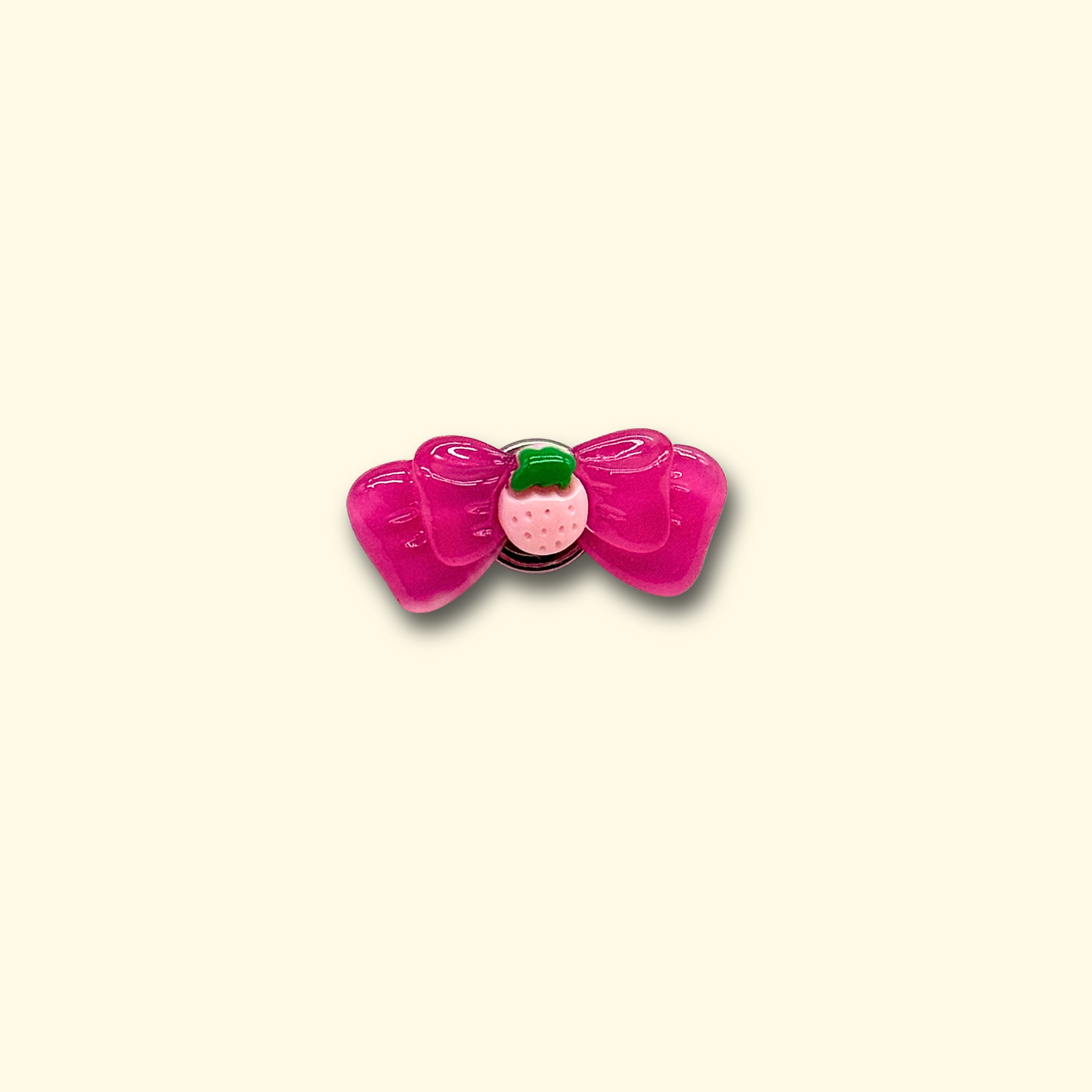 Bowtie Strawberry Bear Charm with Pink Details for Pet Collars