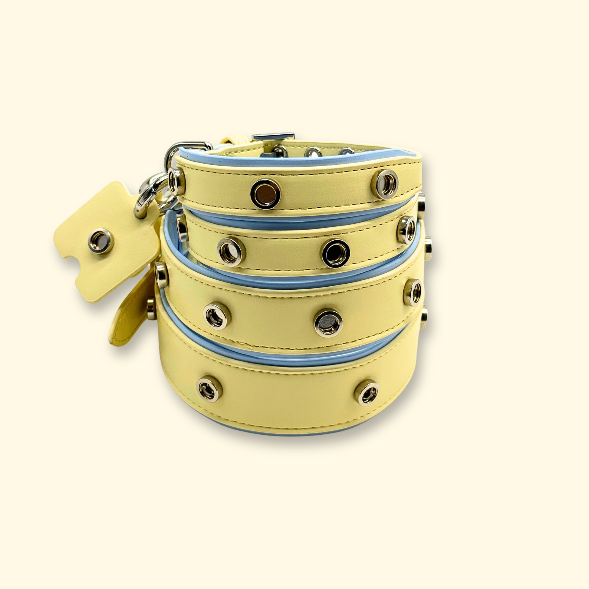 butter yellow adjustable dog collar designed for interchangeable snap-on pet charms
