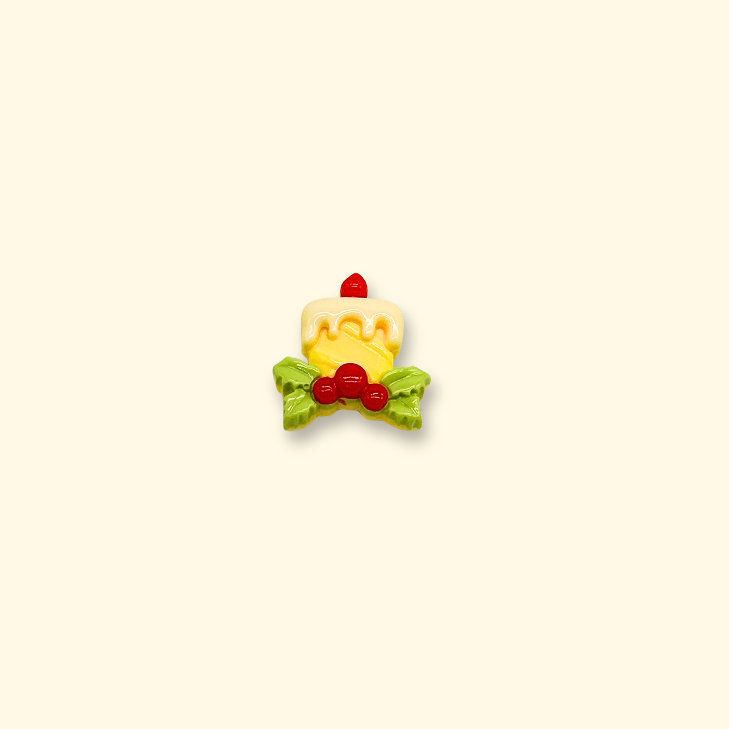 Adorable Christmas cake pet collar charm with red berries, a perfect festive addition to your pet’s collar.