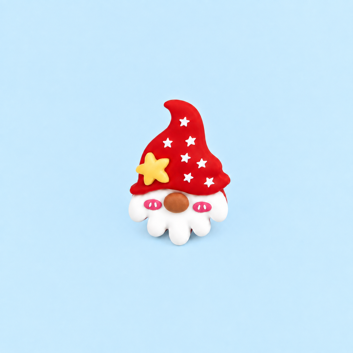 Christmas gnome dog collar charm with a red star hat and white beard for festive holiday styling
