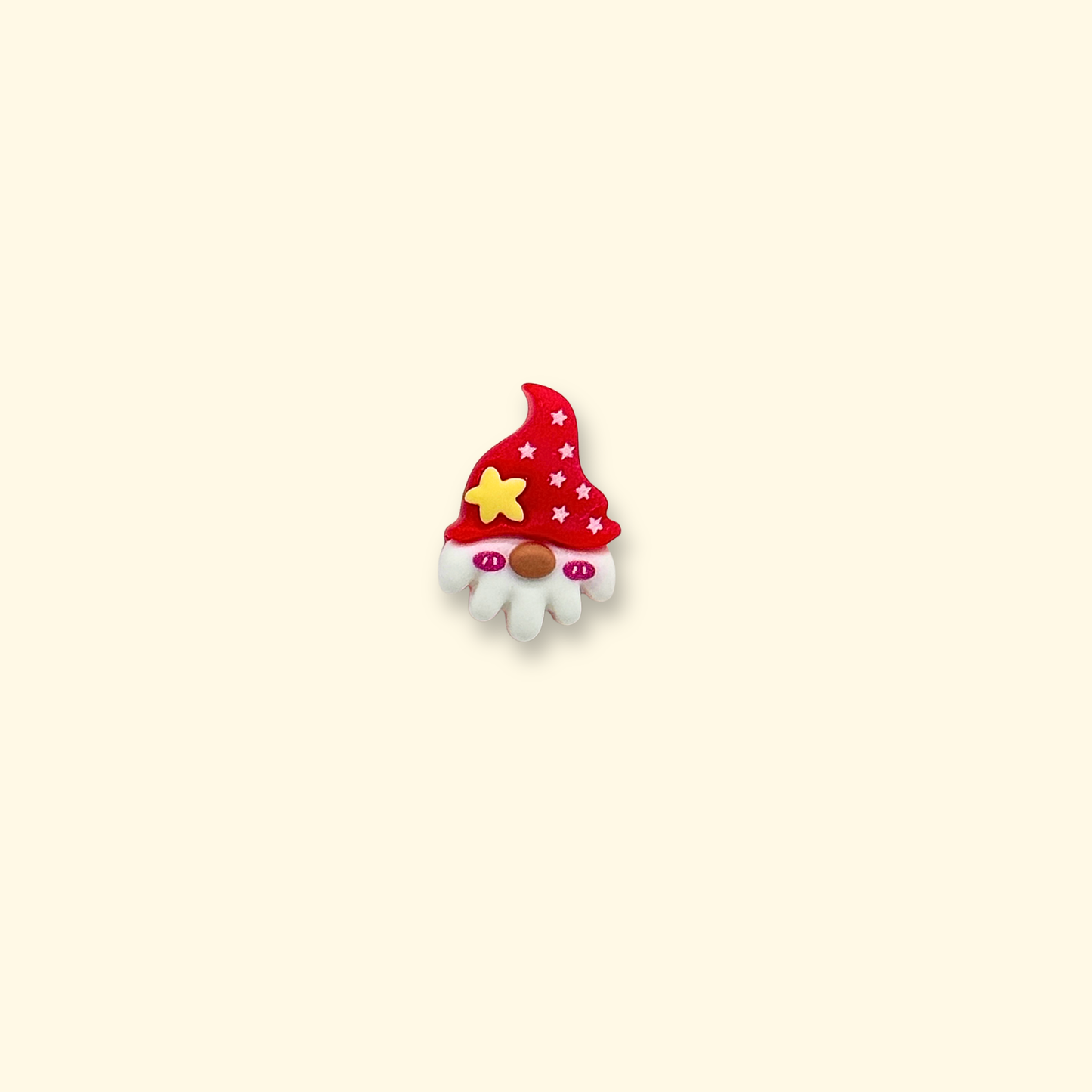 Red Christmas gnome accessory for pet collars with white beard and pink cheeks