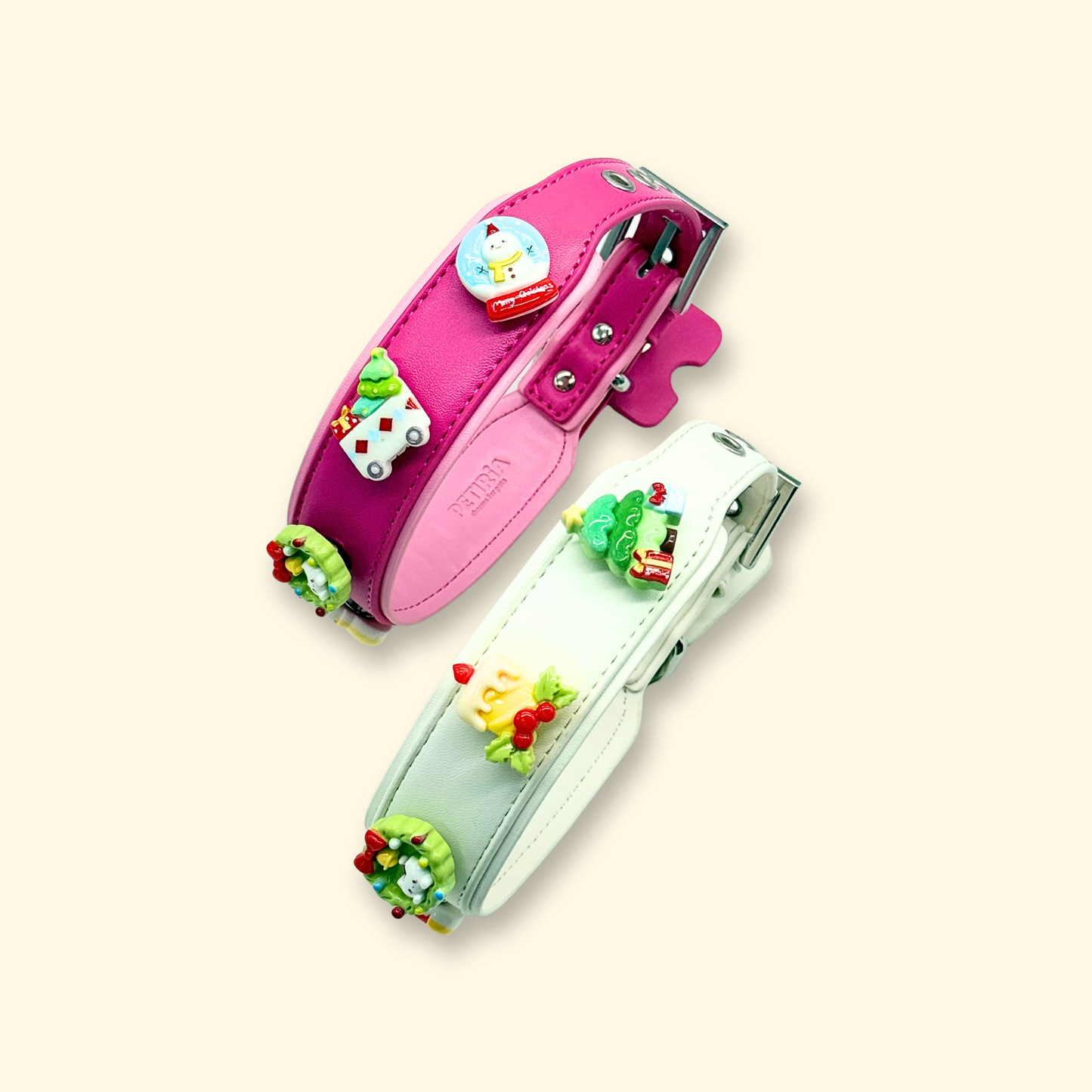 Add festive Christmas-themed charms to your pet's collar, showcasing designs like Christmas Tree, Santa, and Snowman, perfect for dogs and cats.