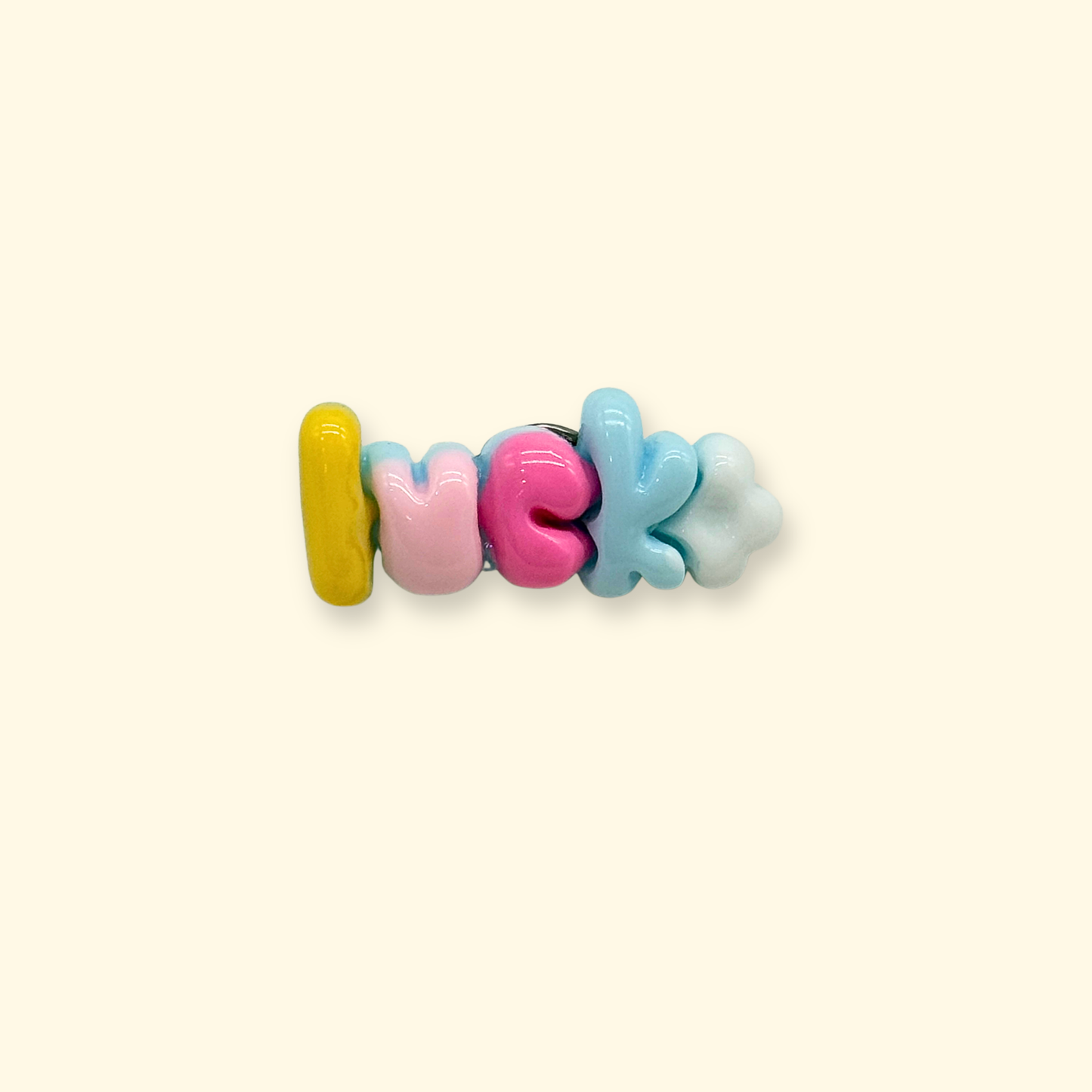 Colorful snap-on dog collar letter charm spelling LUCK, pastel aesthetic pet accessory for cute dog collar styling
