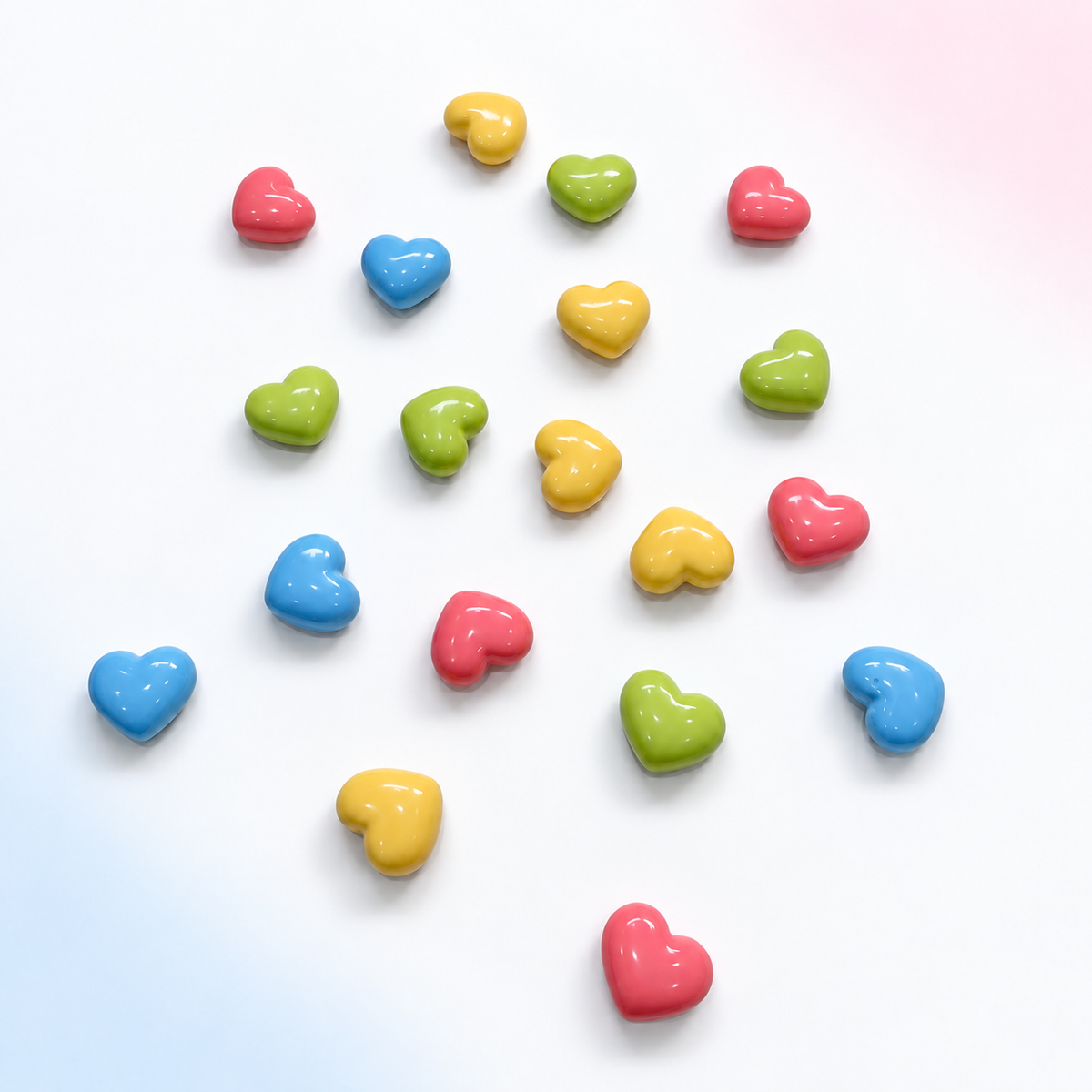Pink, blue, green and yellow pastel heart dog collar charms in mix-and-match colors