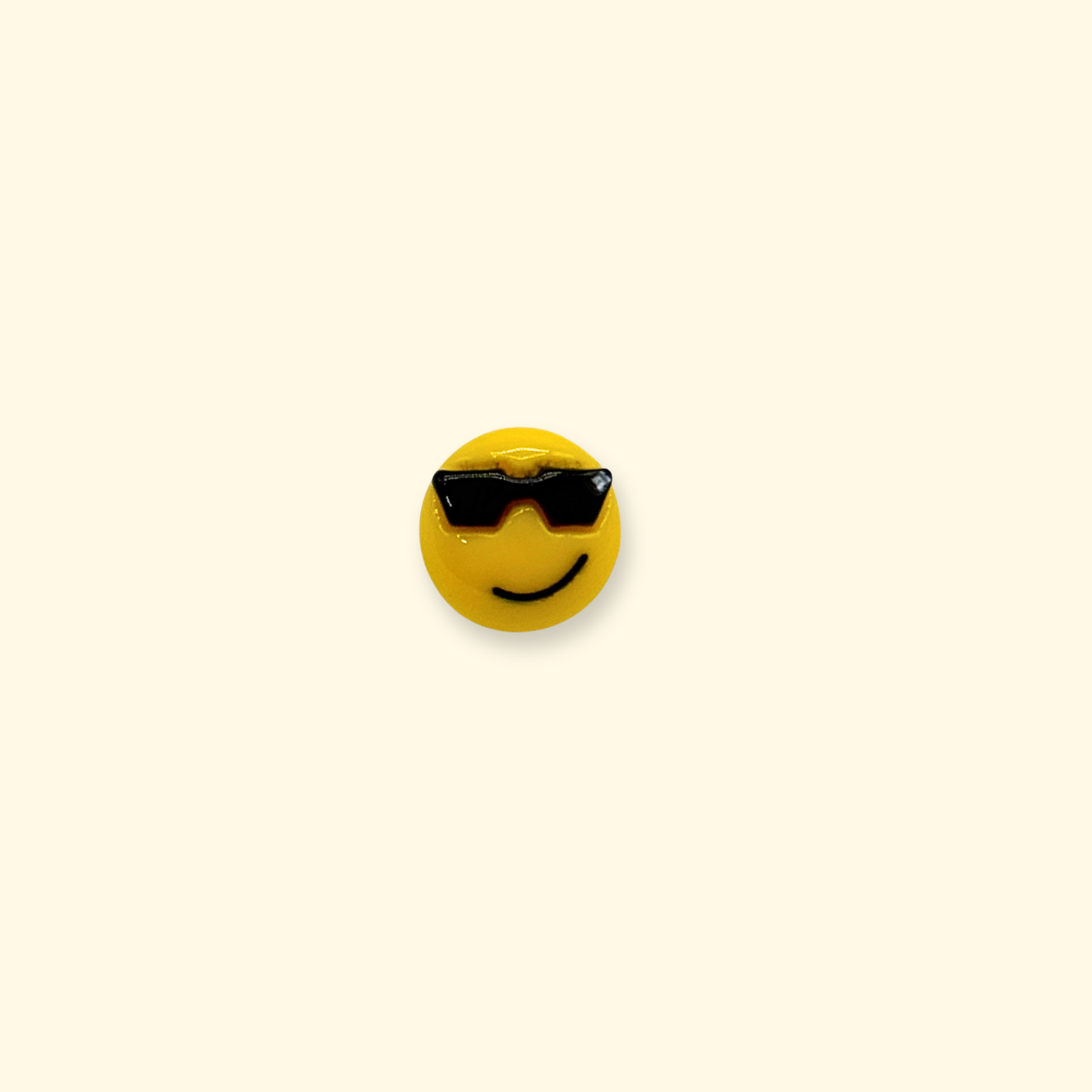 yellow sunglasses emoji dog collar charm with black shades, playful pet jewelry snap-on accessory