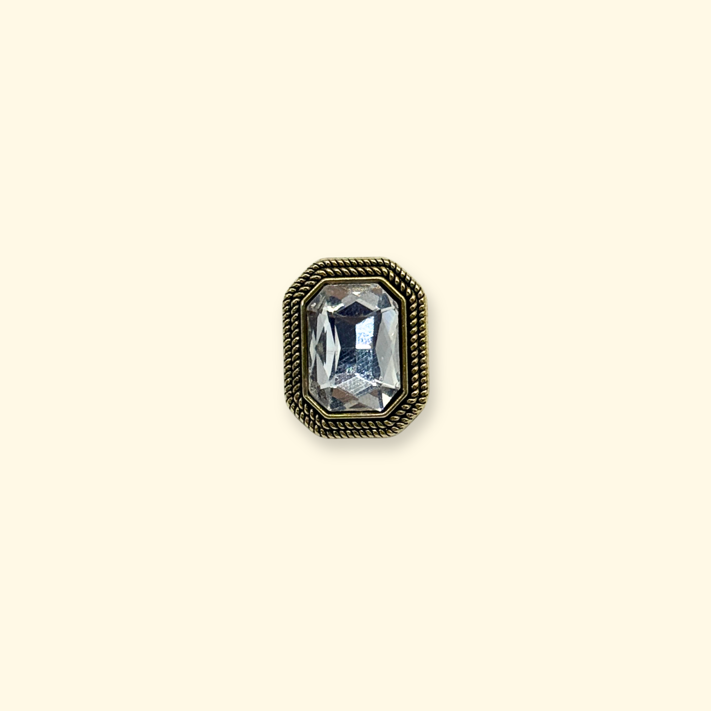 Square crystal dog collar charm with vintage gold frame snap-on design, elegant pet jewelry accessory for interchangeable dog collars