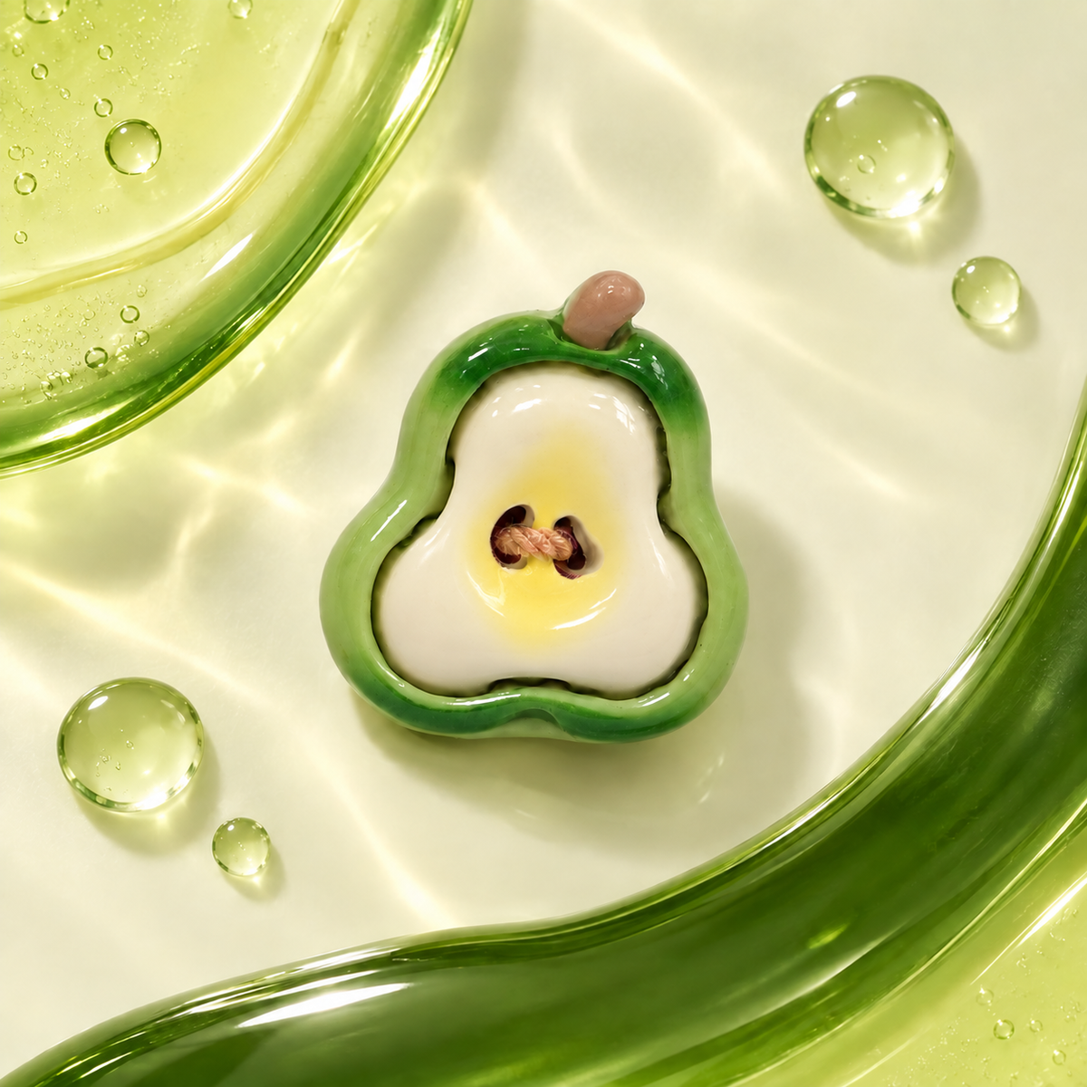 Cute Avocado dog collar charm with a green avocado shape, cream center and brown stem detail