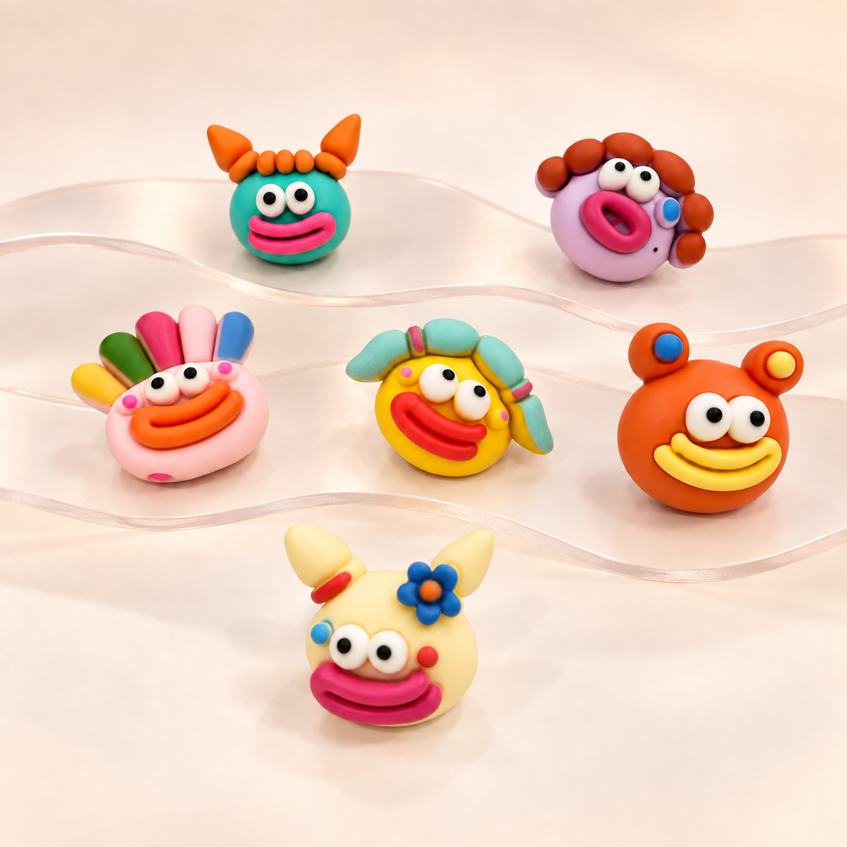 Cute monster dog collar charms featuring colorful quirky characters with playful faces
