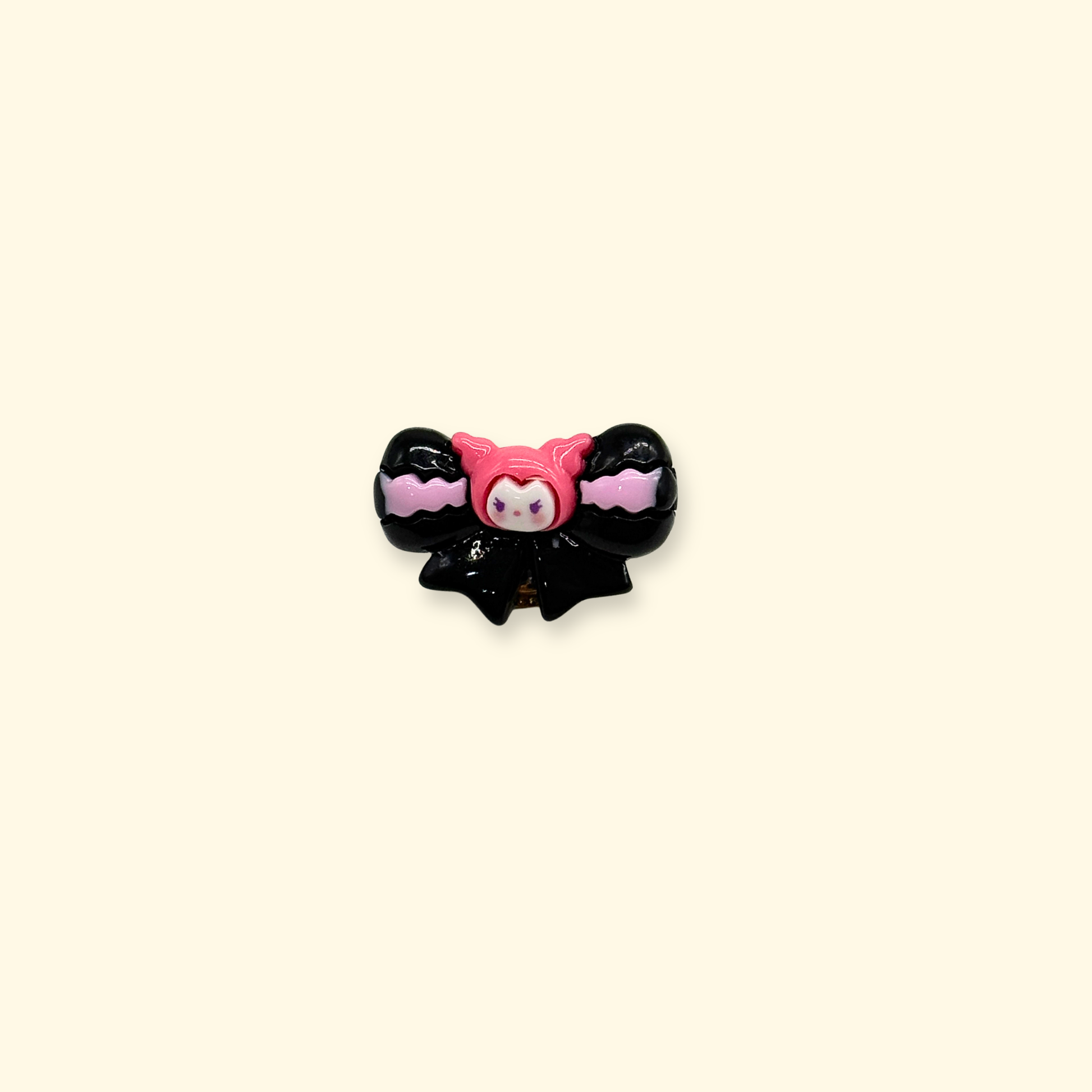 Pink bow cartoon-inspired snap-on dog collar charm, cute kawaii pet accessory for interchangeable collar customization system