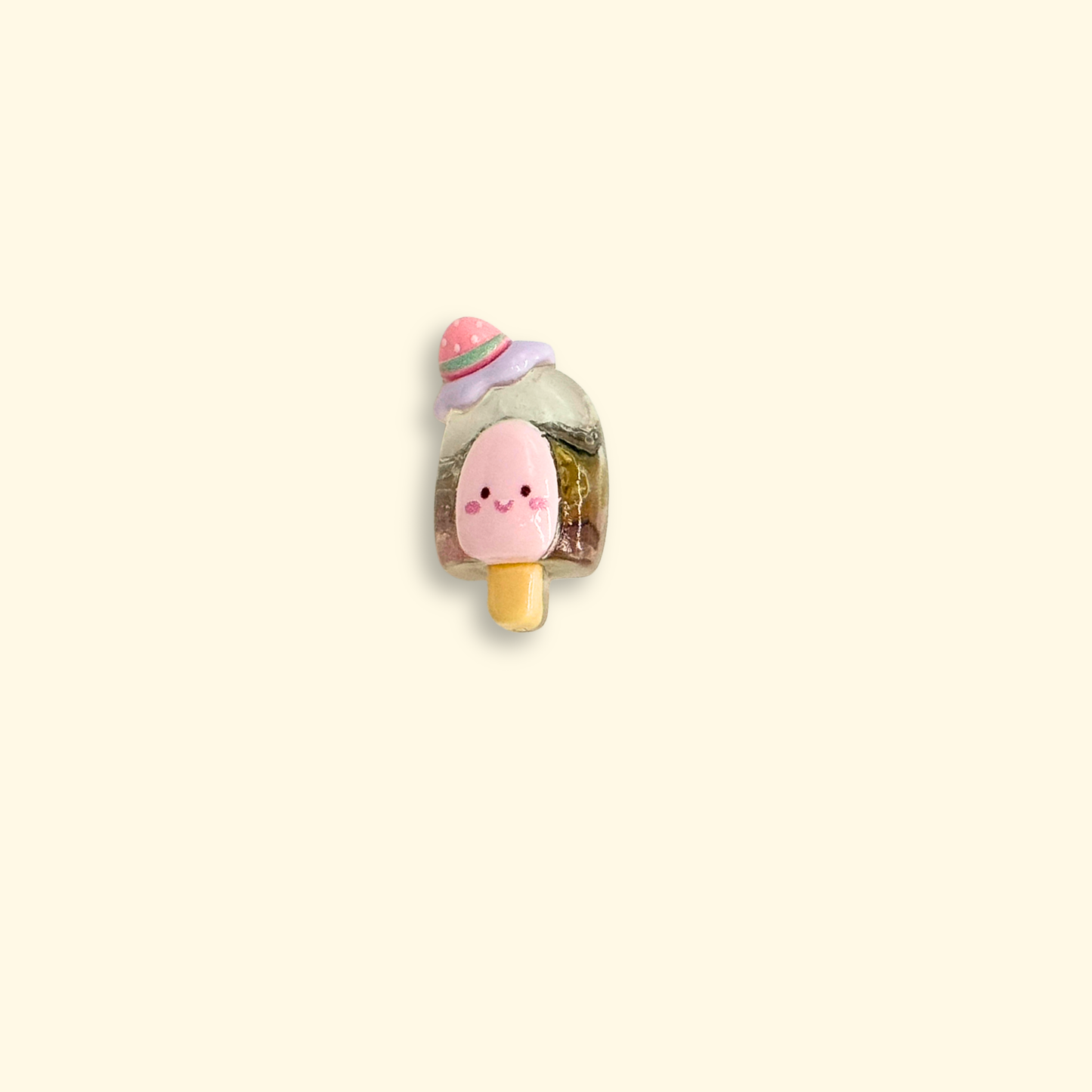 Adorable pink ice cream charm for pet collars, perfect for a playful dog accessory