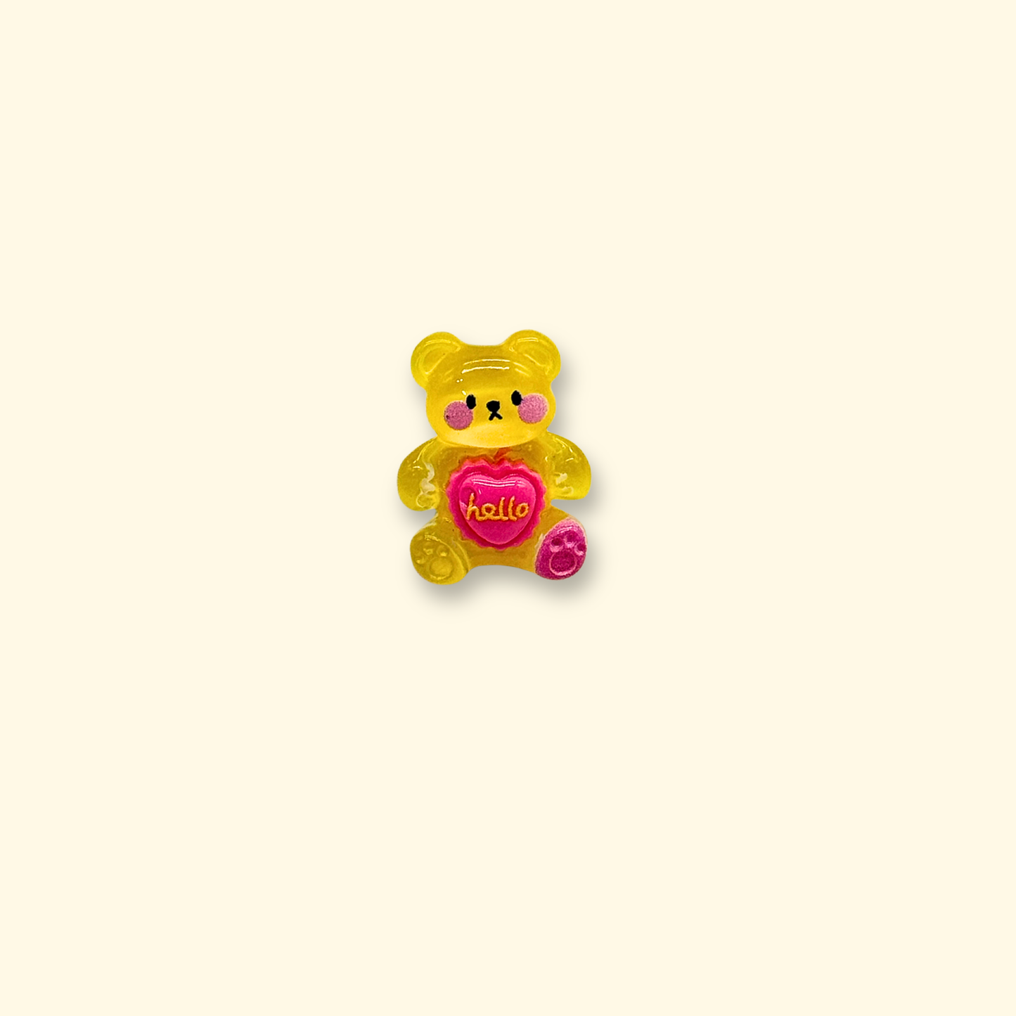 Cute yellow bear charm with a "Hello" design, a perfect accessory for pet collars