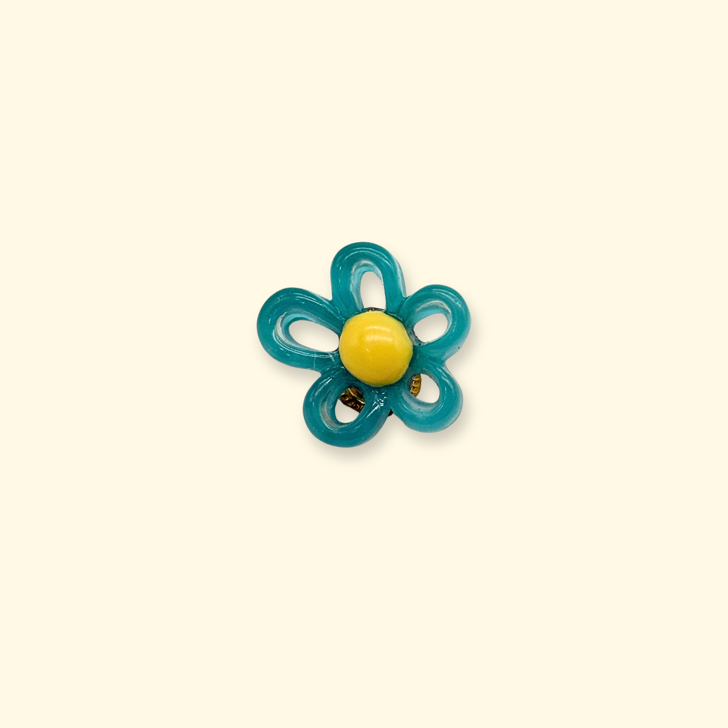Dark green flower dog collar charm with yellow center, snap-on interchangeable pet accessory designed for customizable dog collars