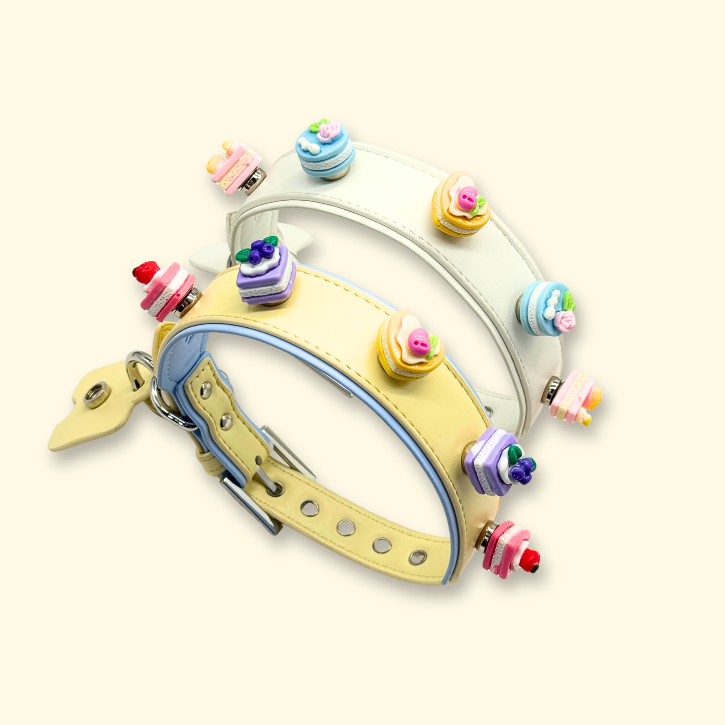 interchangeable dessert charms on aesthetic dog collars