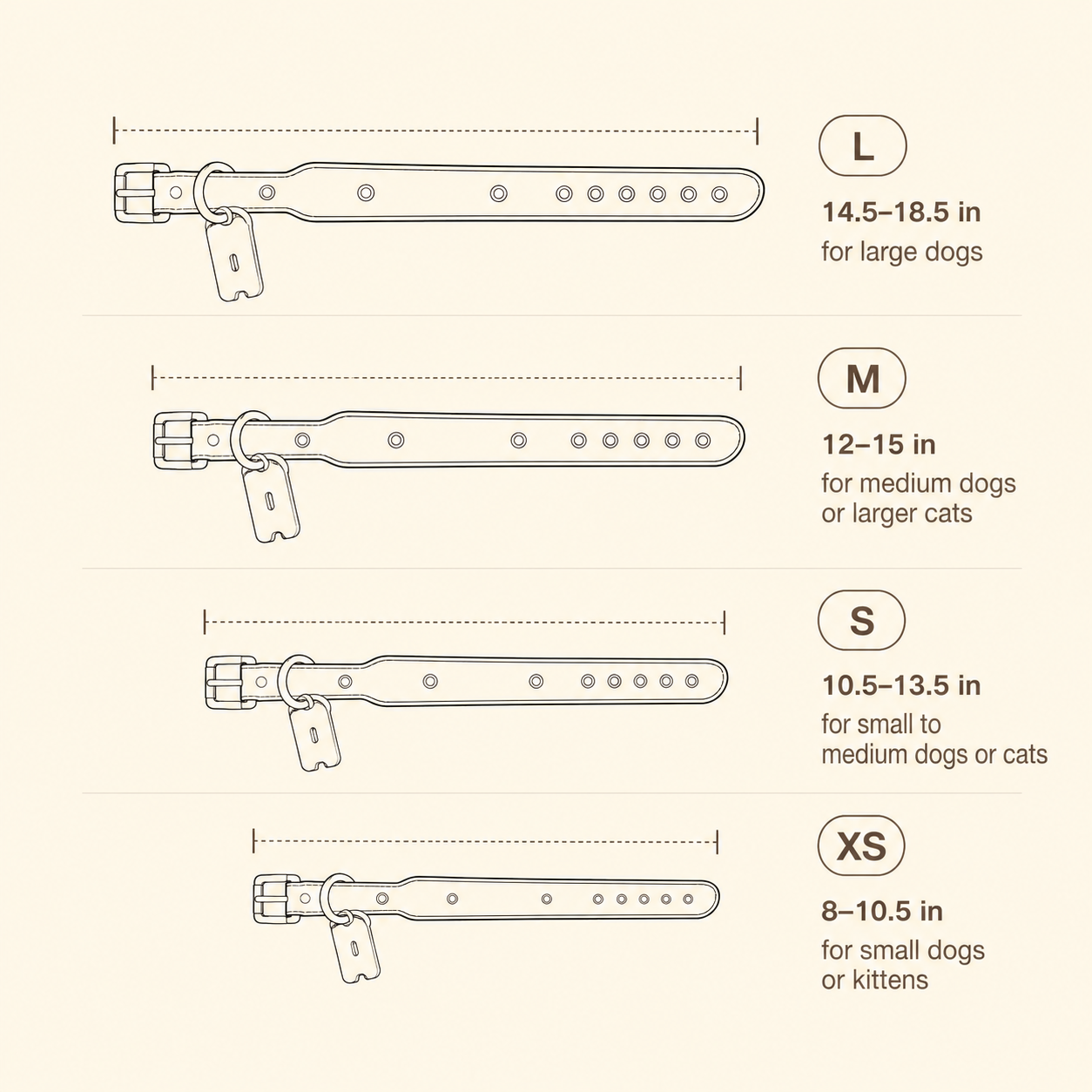 pink interchangeable dog collar sizing guide for cats and dogs with adjustable neck measurements
