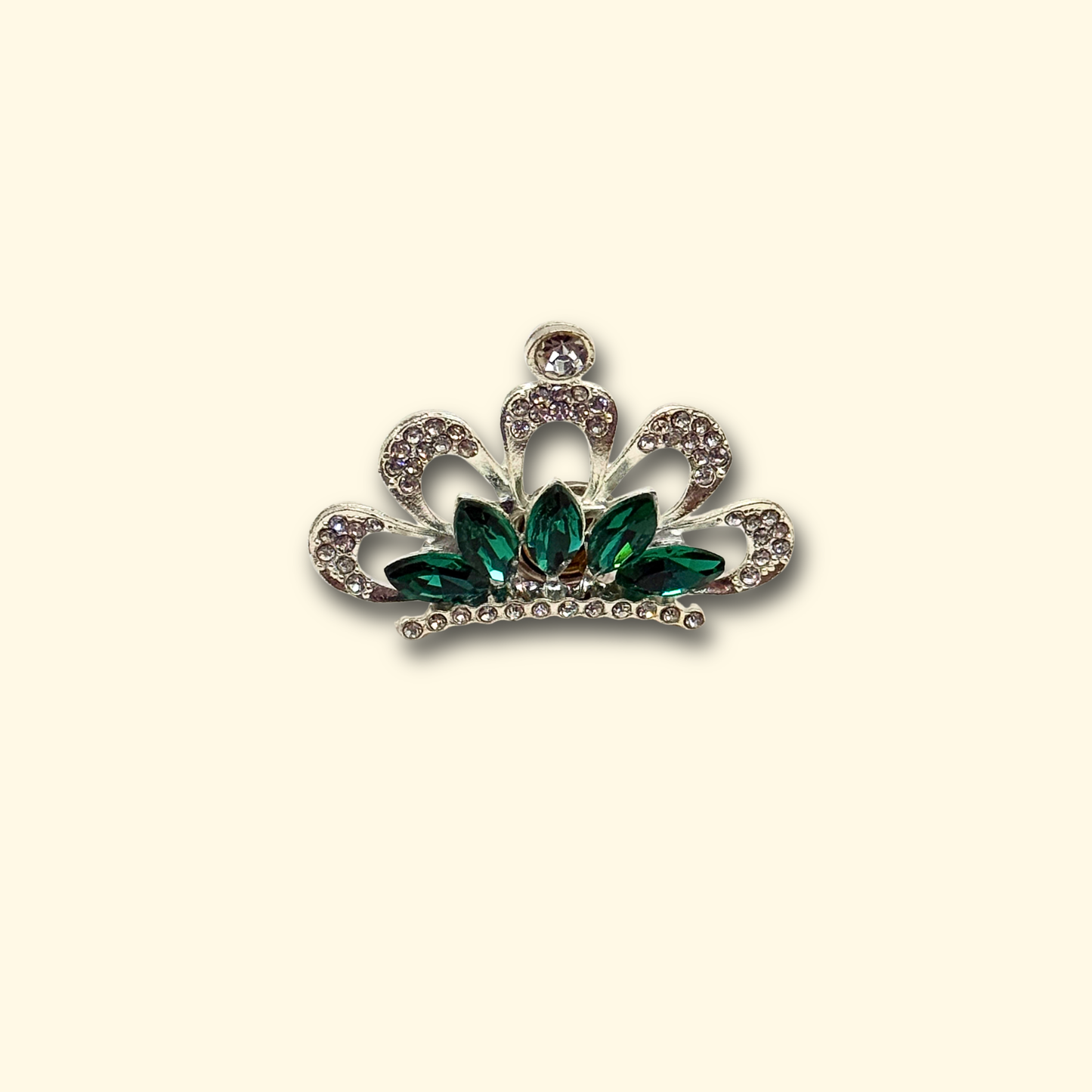 Emerald Crown Pet Charm - Green diamond crown charm for pets with a royal touch