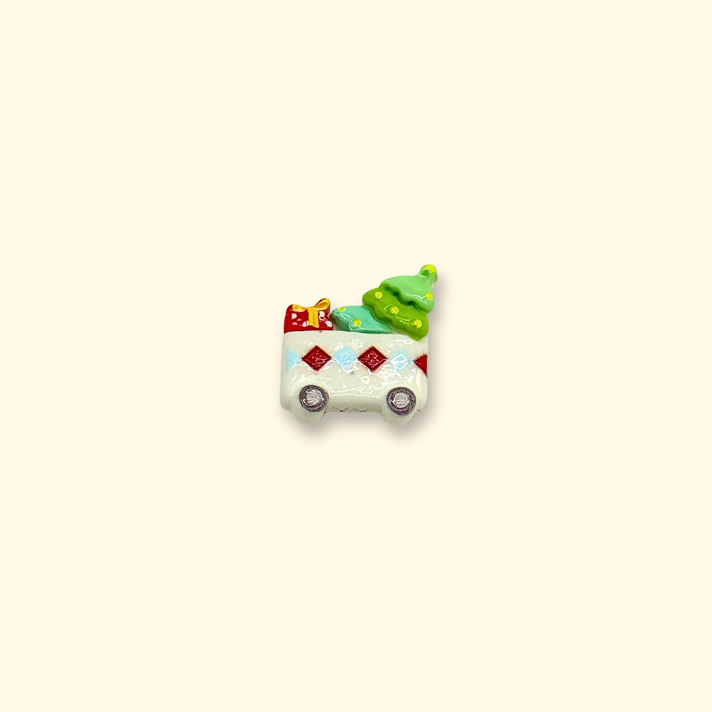 Gingerbread house pet collar charm with candy cane and festive details