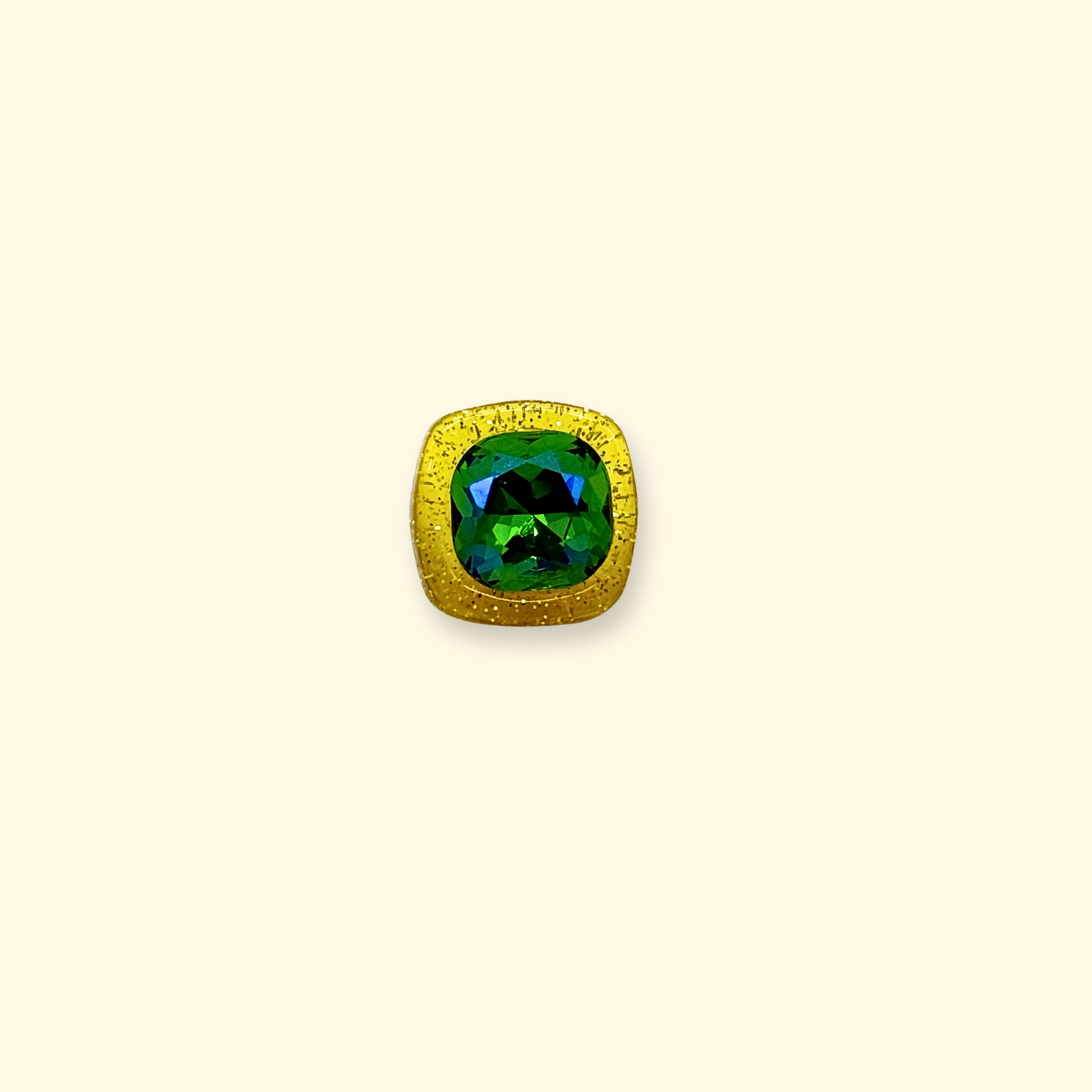 Gold framed green crystal snap-on dog collar charm for interchangeable pet collars
