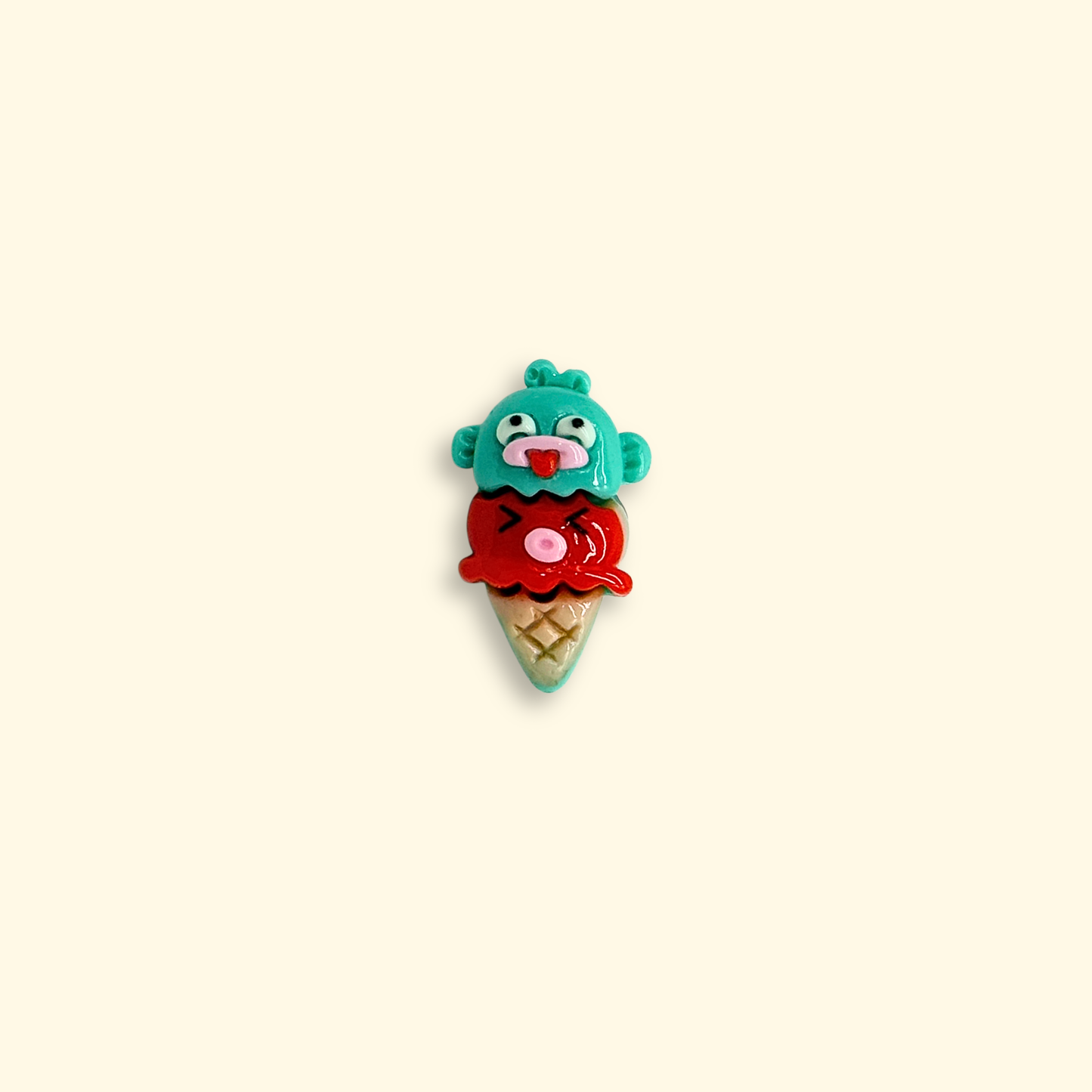 Cute green dog with red ice cream cone charm for pet collars