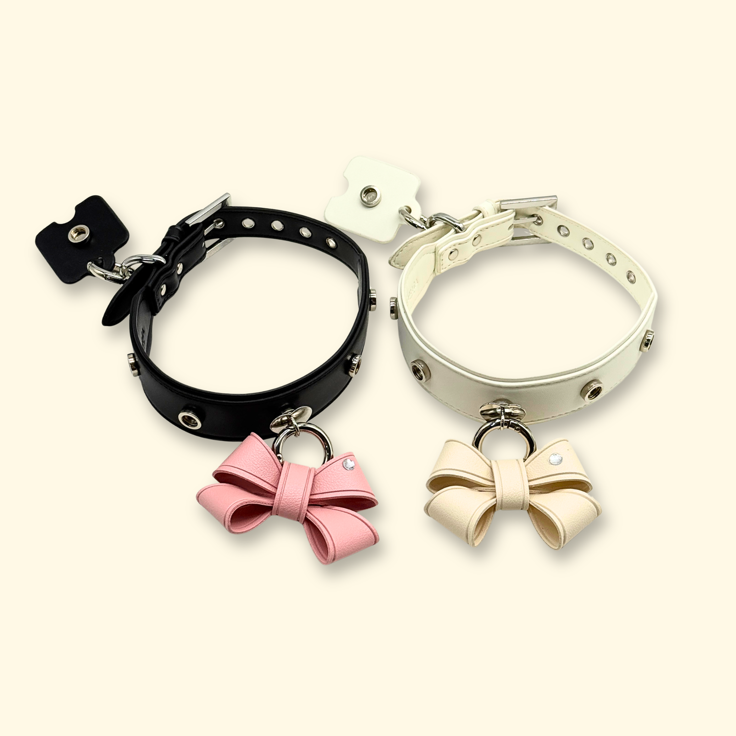 interchangeable dog collar system with removable bow charm accessories