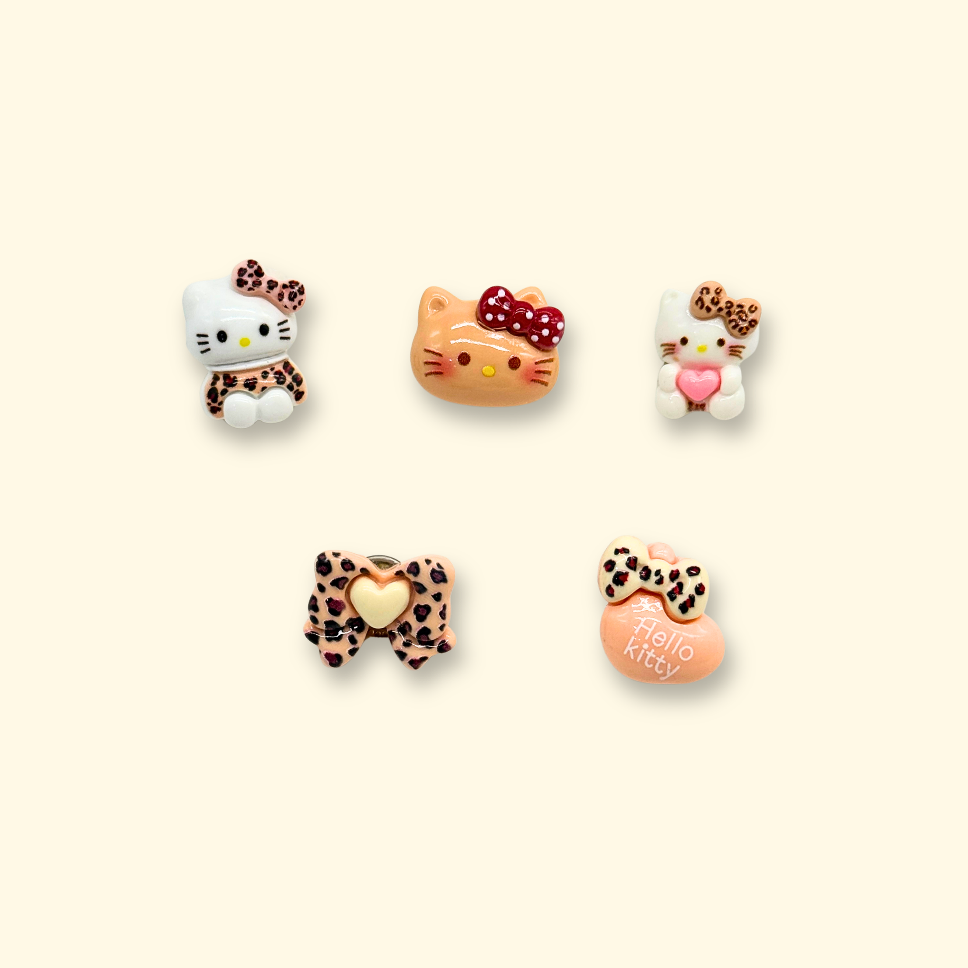 Leopard print dog collar charms with kawaii cat faces and bow pet accessories for customizable collars