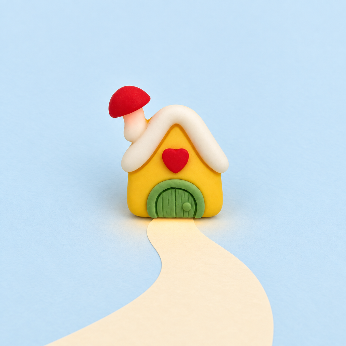 Cute Christmas house dog collar charm with snowy roof, red heart and green door for cozy holiday styling