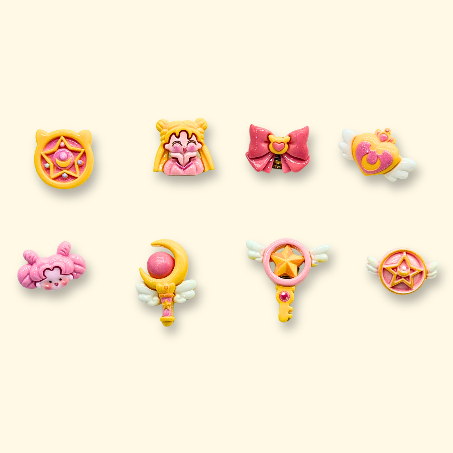 magical girl inspired pet charms with moon wand bows stars and angel wings for dog and cat collars