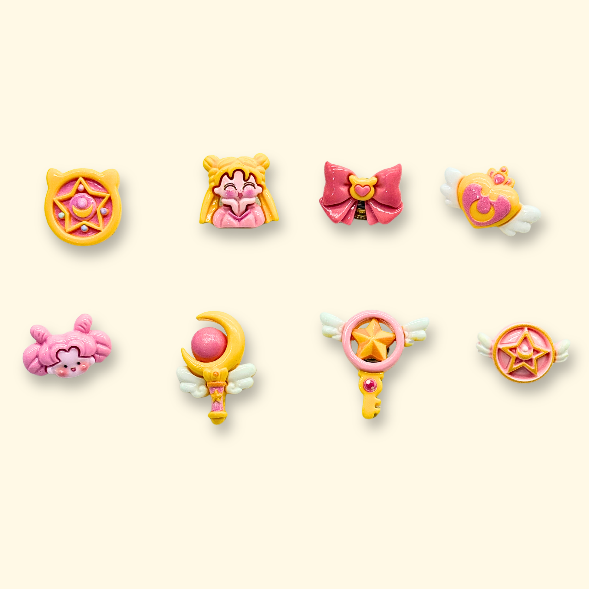 magical girl inspired pet charms with moon wand bows stars and angel wings for dog and cat collars