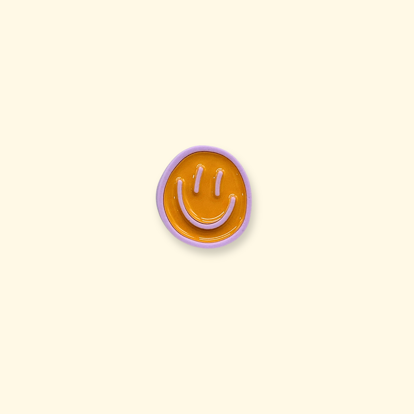 Orange smiley snap-on dog collar charm for PETIRIA dog collar system. Lightweight pet accessory for daily dog styling.