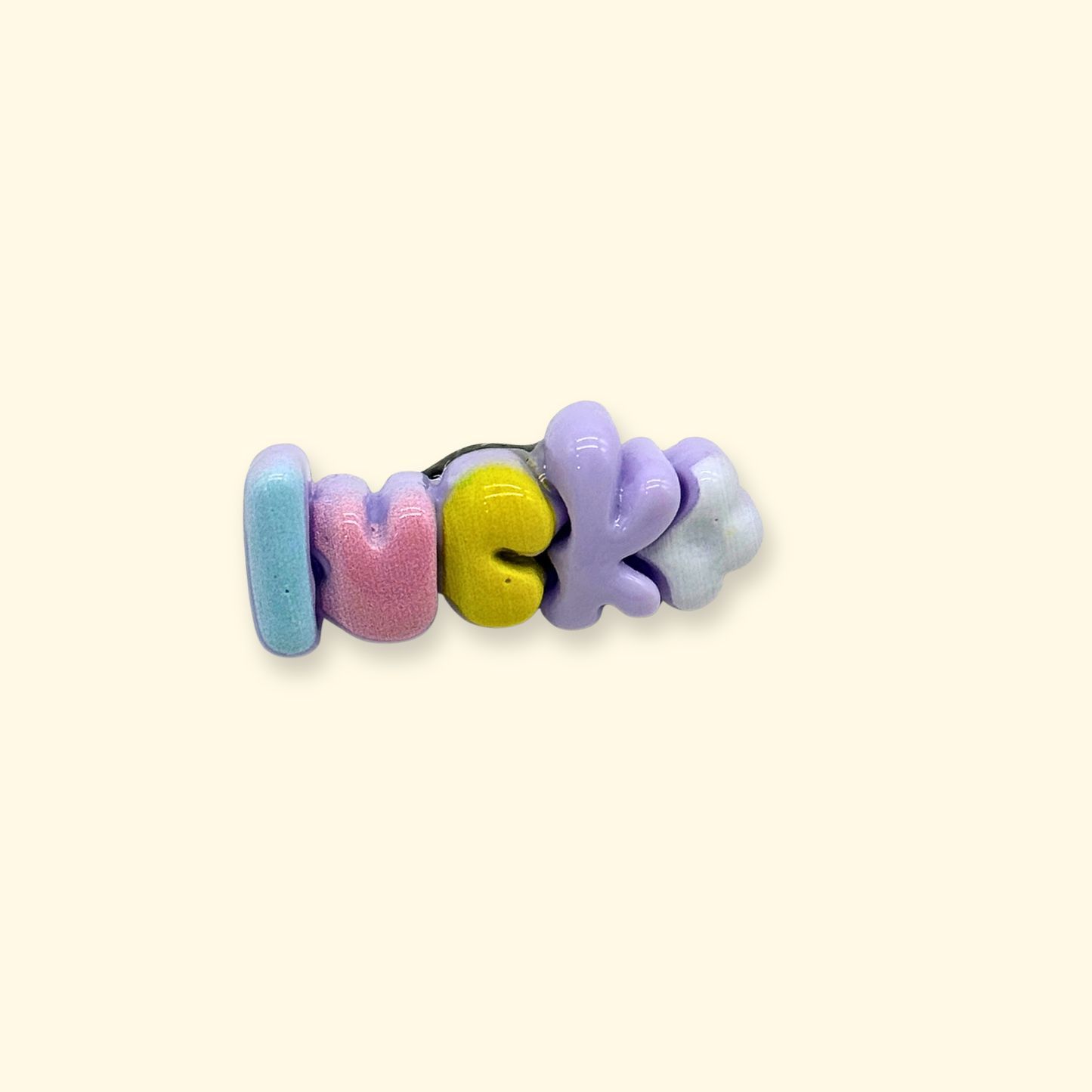 Pastel colorful LUCK letter snap-on dog collar charm, aesthetic kawaii pet accessory for small dog collar styling