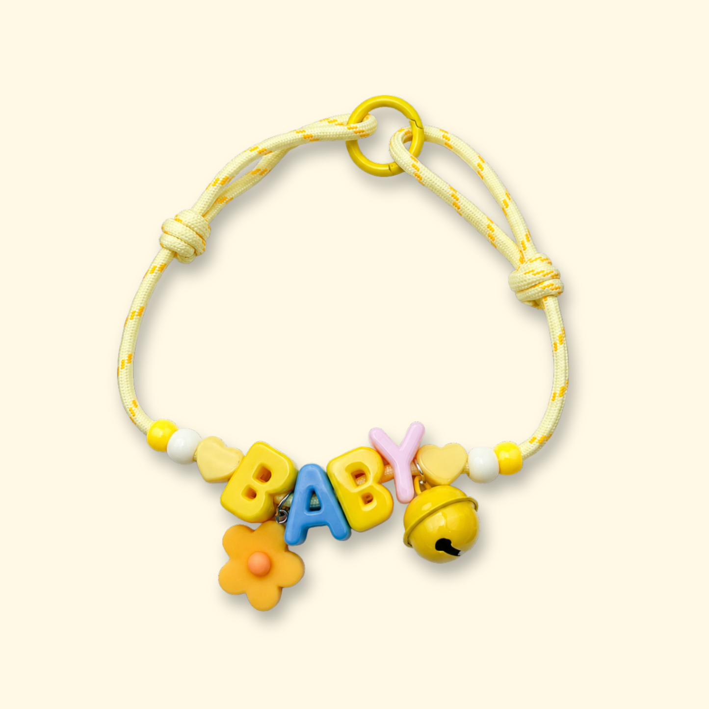 Personalized dog collar with colorful BABY letter charms, custom pet name collar with interchangeable alphabet letters and flower charms