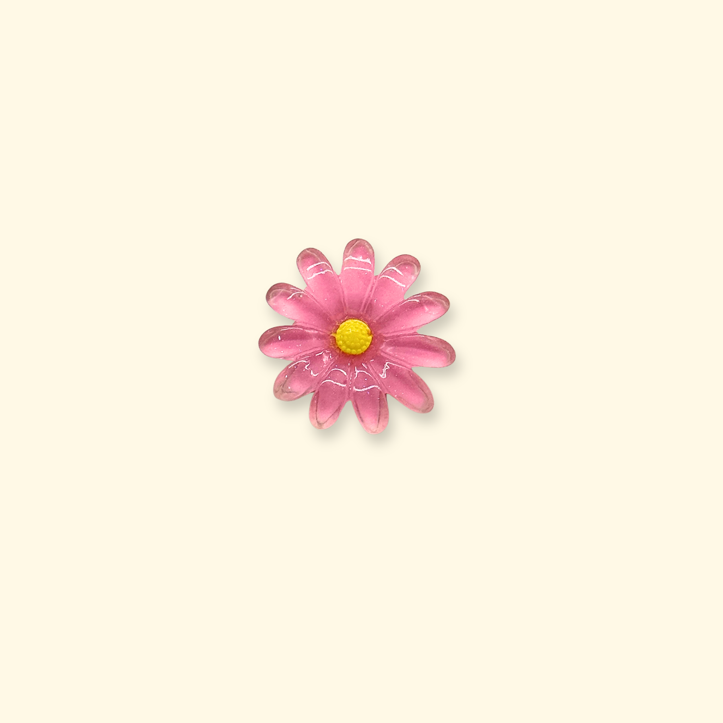 Pink daisy flower snap-on charm for dog collars, lightweight interchangeable pet accessory