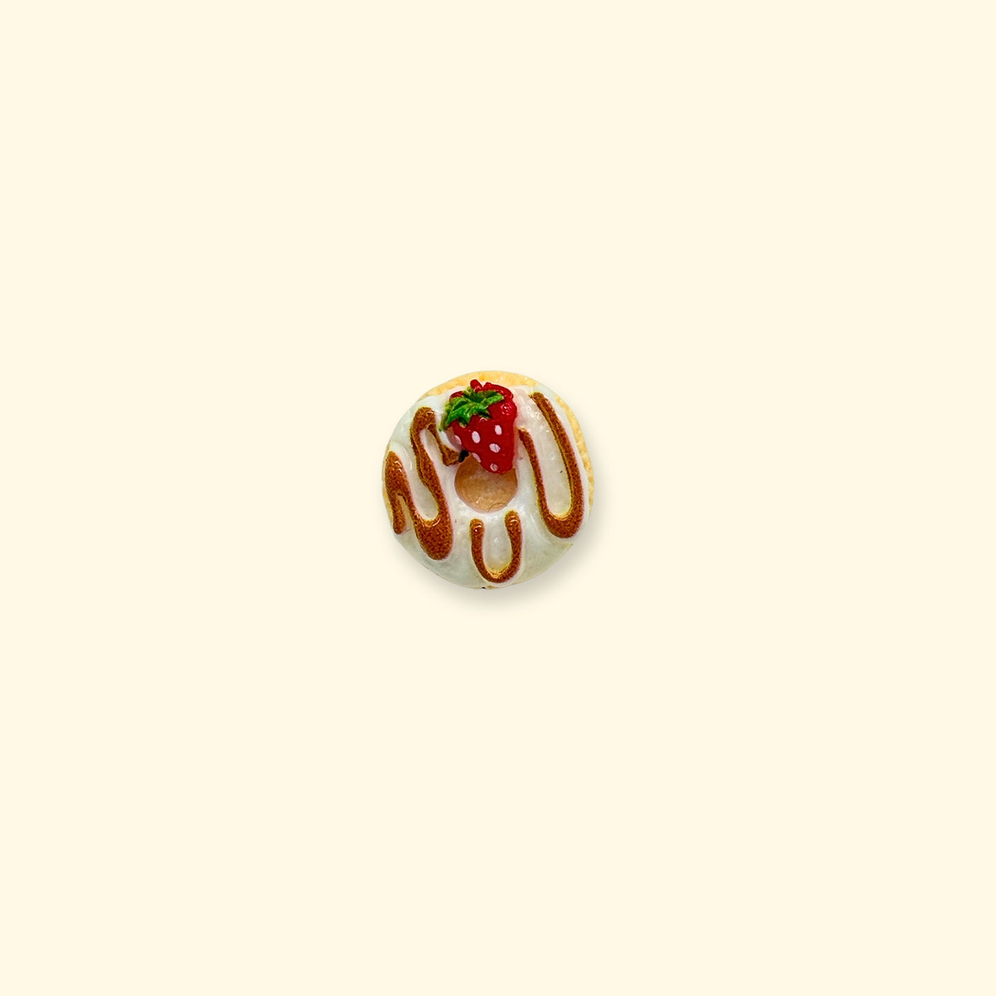 Cute donut shaped snap-on dog collar charm with strawberry topping design, food themed pet accessory for customizable dog collar styling.