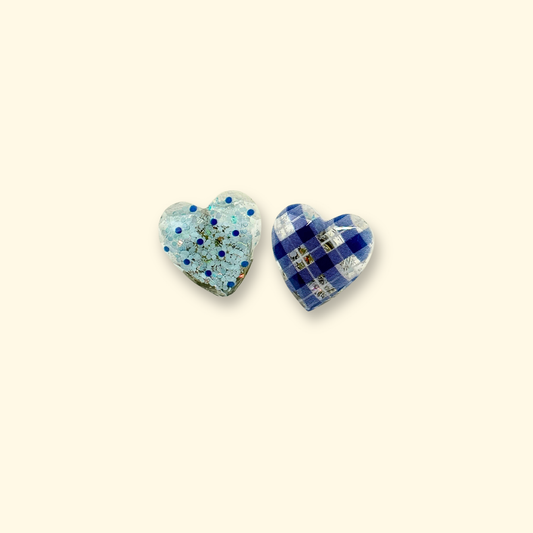 Plaid and Polka Dot Heart Charms for Pet Collars
