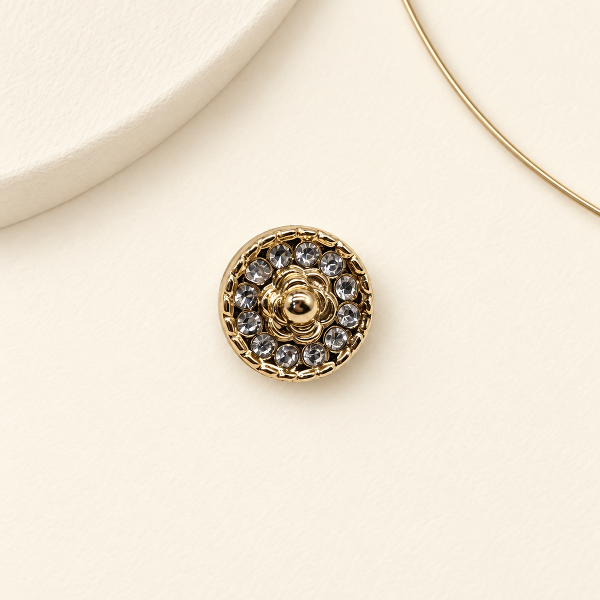 Royal Medallion dog collar charm with a gold-tone rose motif 