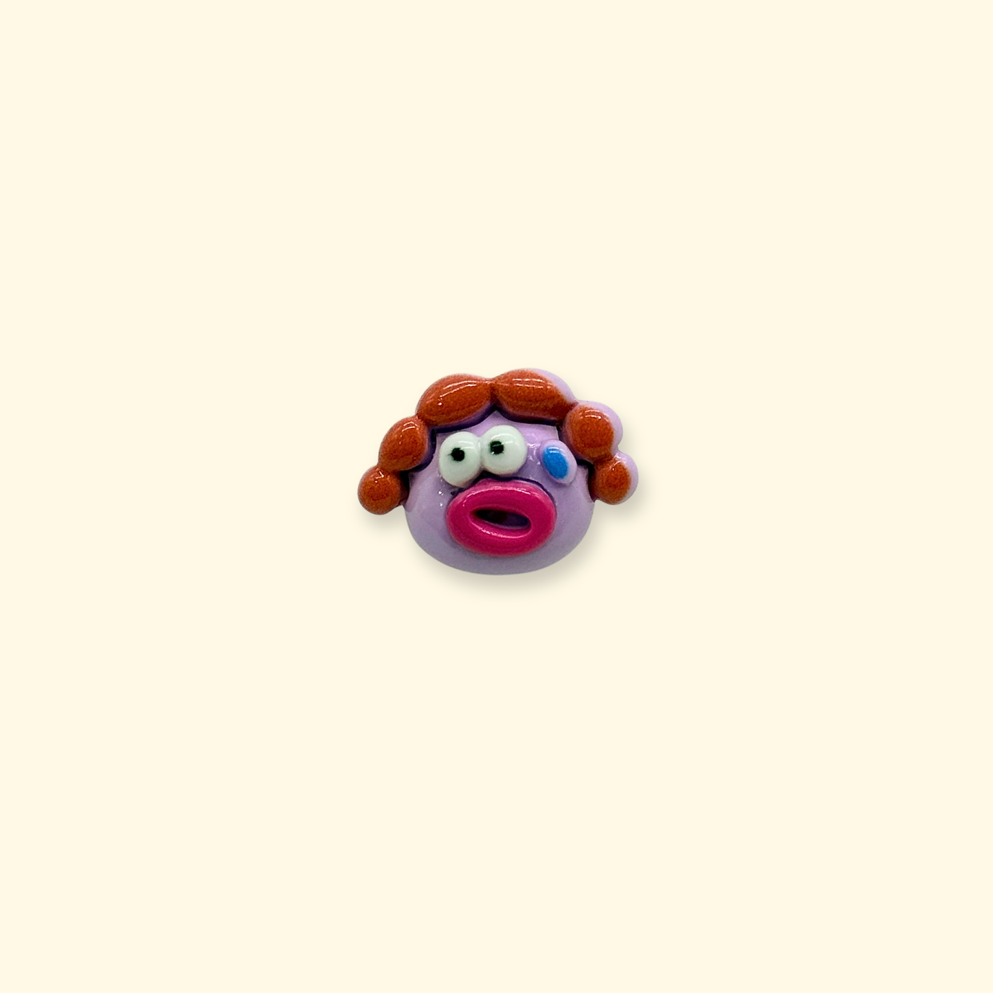 Purple crying emoji dog collar charm with tear expression for emotional playful pet styling