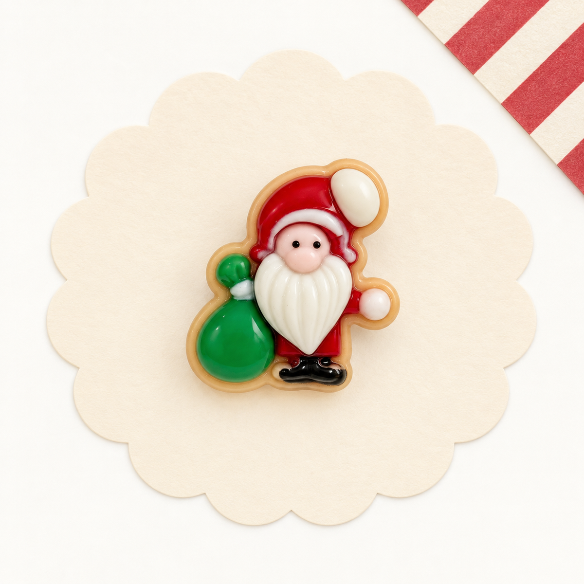 Santa Claus dog collar charm with a green gift sack for a classic Christmas Petiria collar look