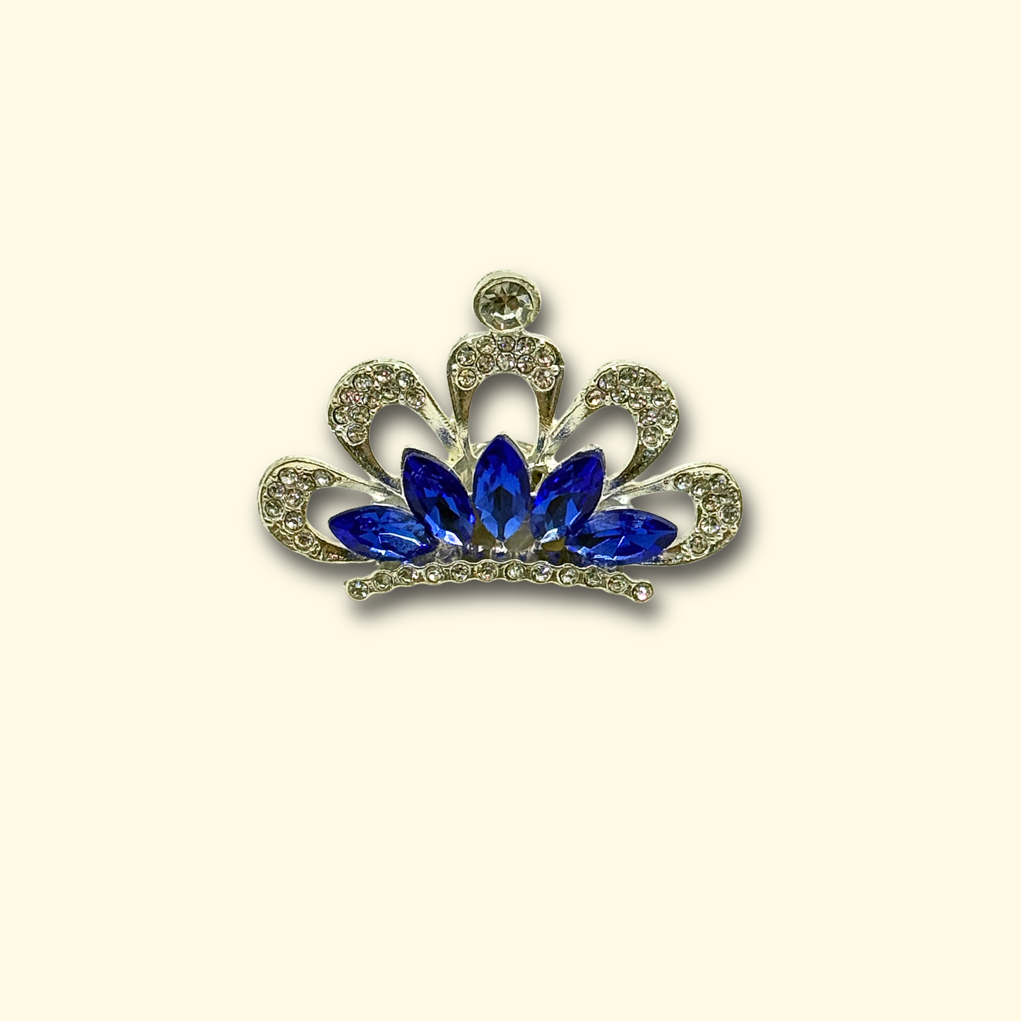 Sapphire Crown Pet Charm - Deep blue diamond crown charm for pets