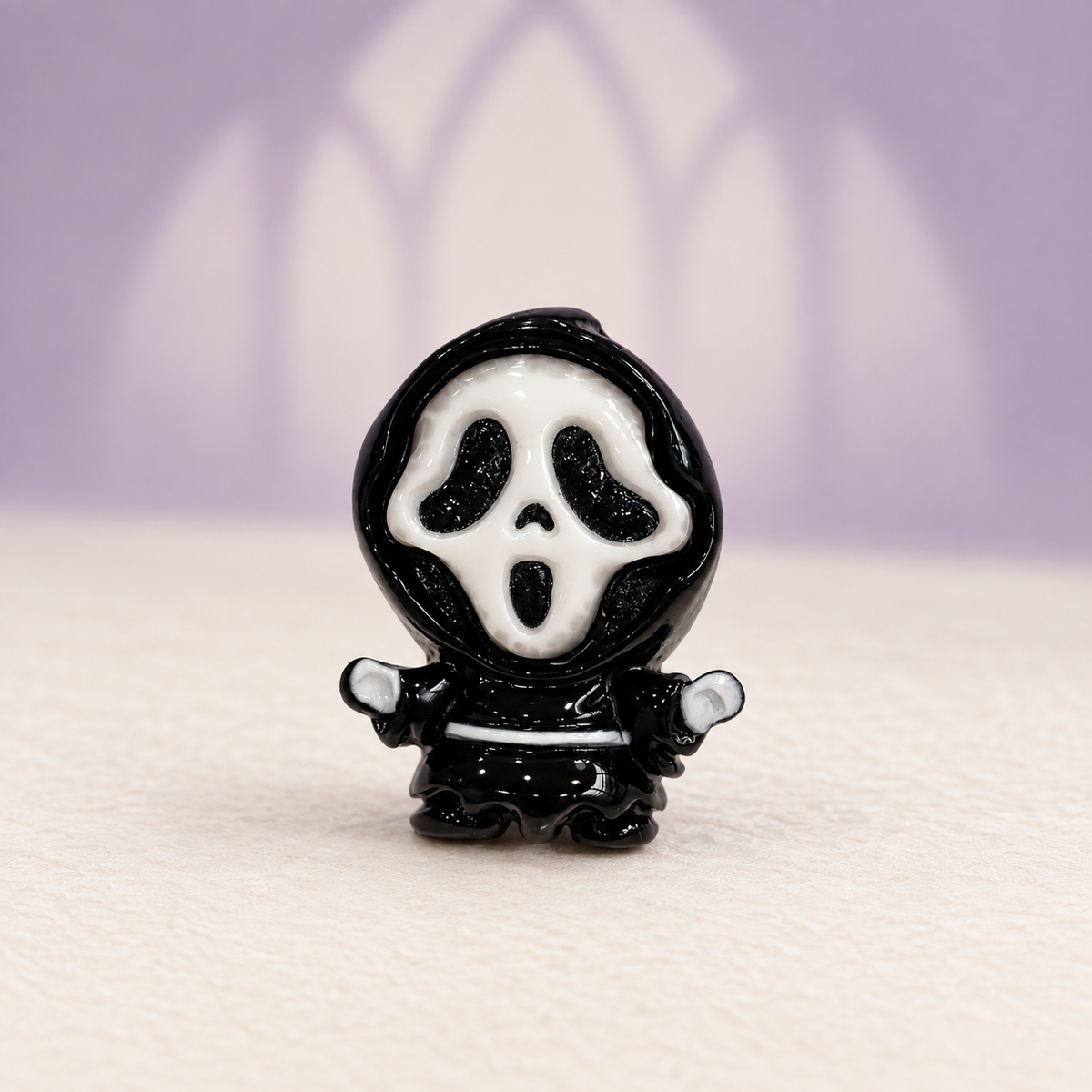 Black and white scream-style skull dog collar charm for a spooky gothic Halloween look
