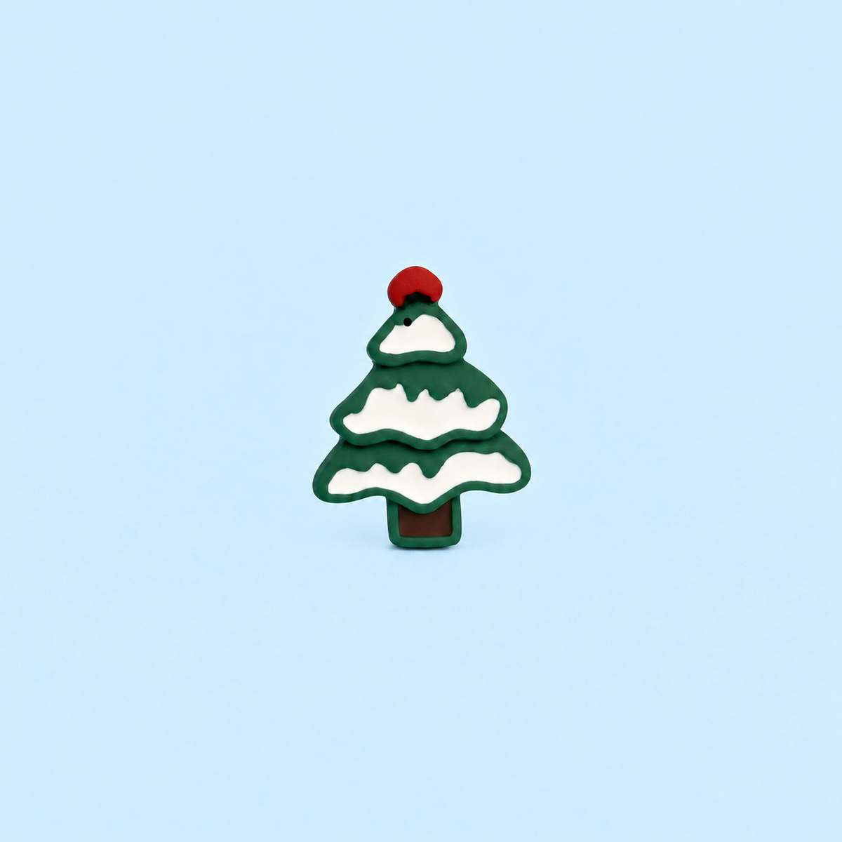 Green Christmas tree dog collar charm with white snow details and a red topper for Christmas styling